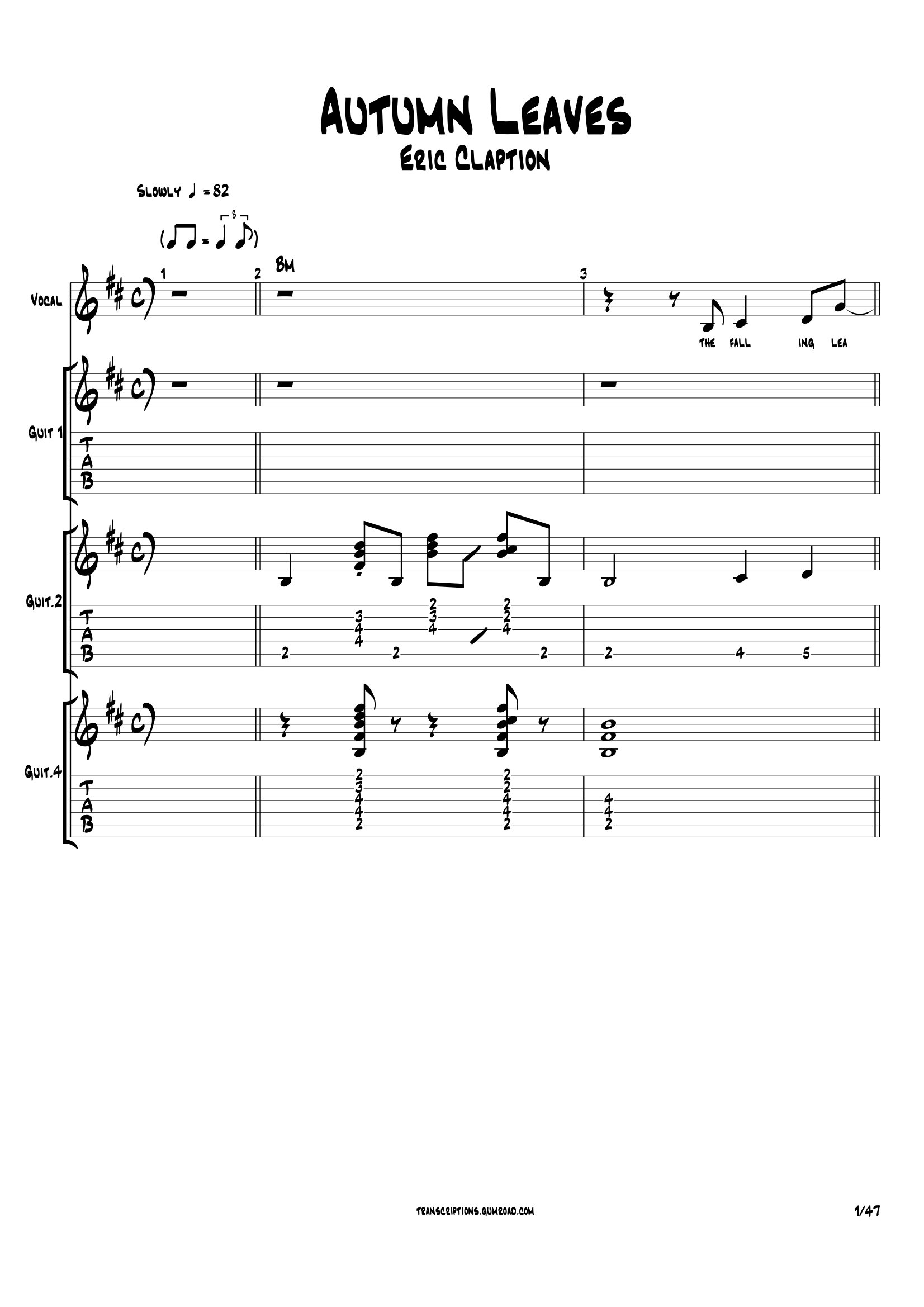 (Transcription PDF) Autumn Leaves - Eric Clapton product image (2)