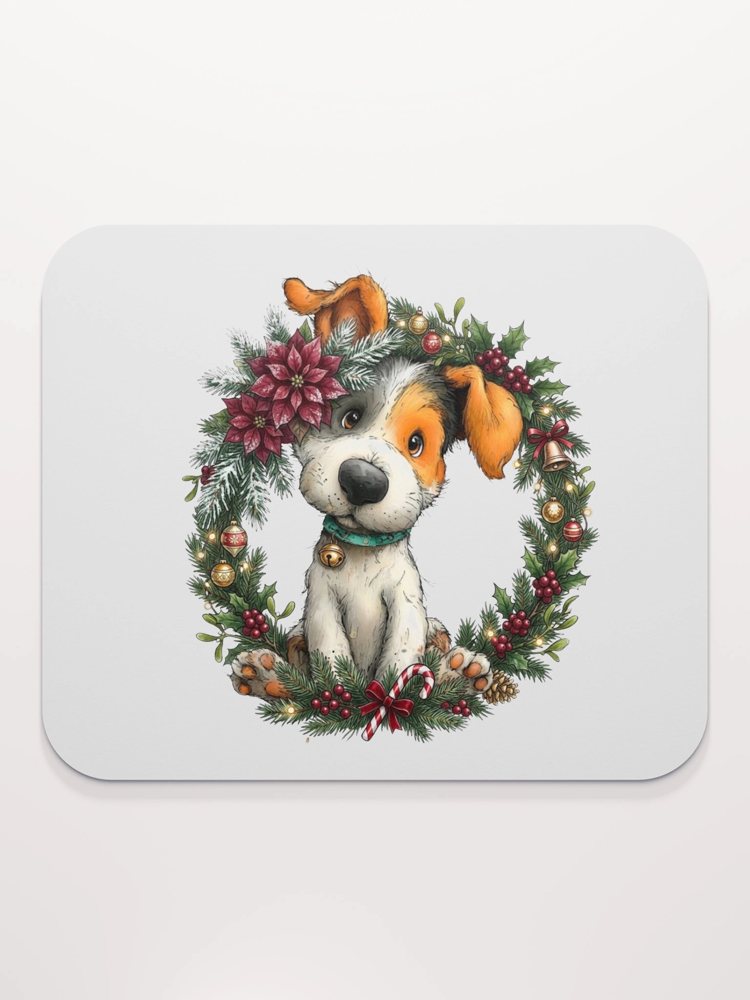 Christmas Dog Wreath Mouse Pad product image (2)
