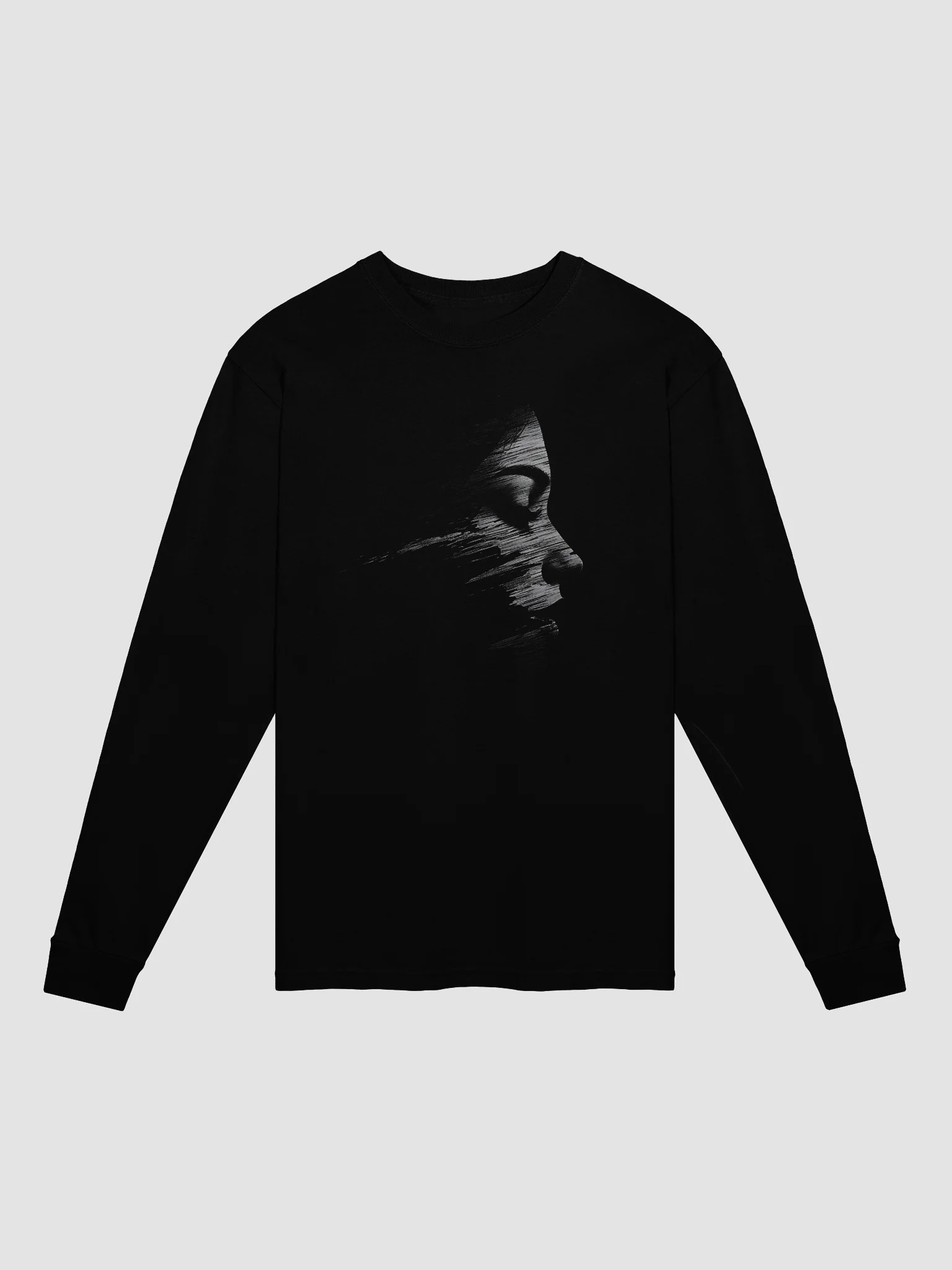Hooded Shadow Figure Black Long Sleeve Shirt product image (1)