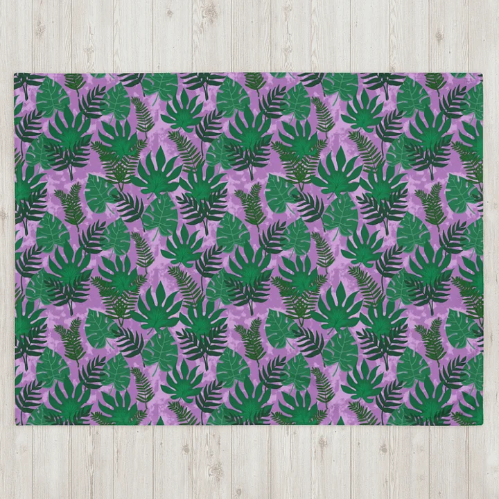 Jungle Leaves Pattern Throw Blanket- Purple Background product image (3)
