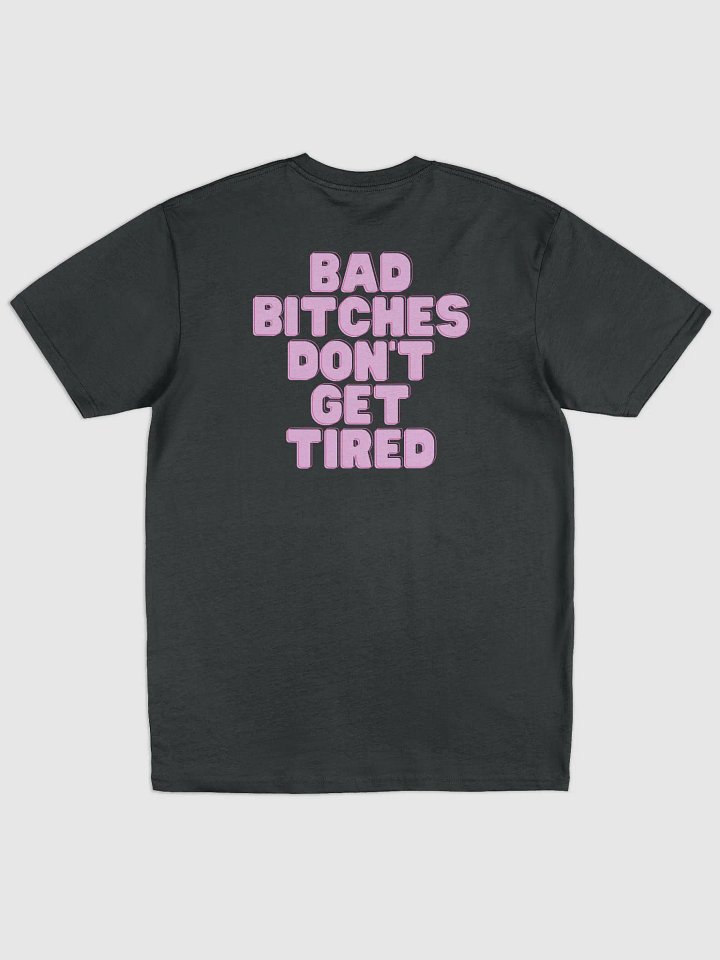 UNISEX HOT BOX FAM BAD BITCHES DON'T GET TIRED PINK HONEY COMB LOGO GREY TEE product image (2)