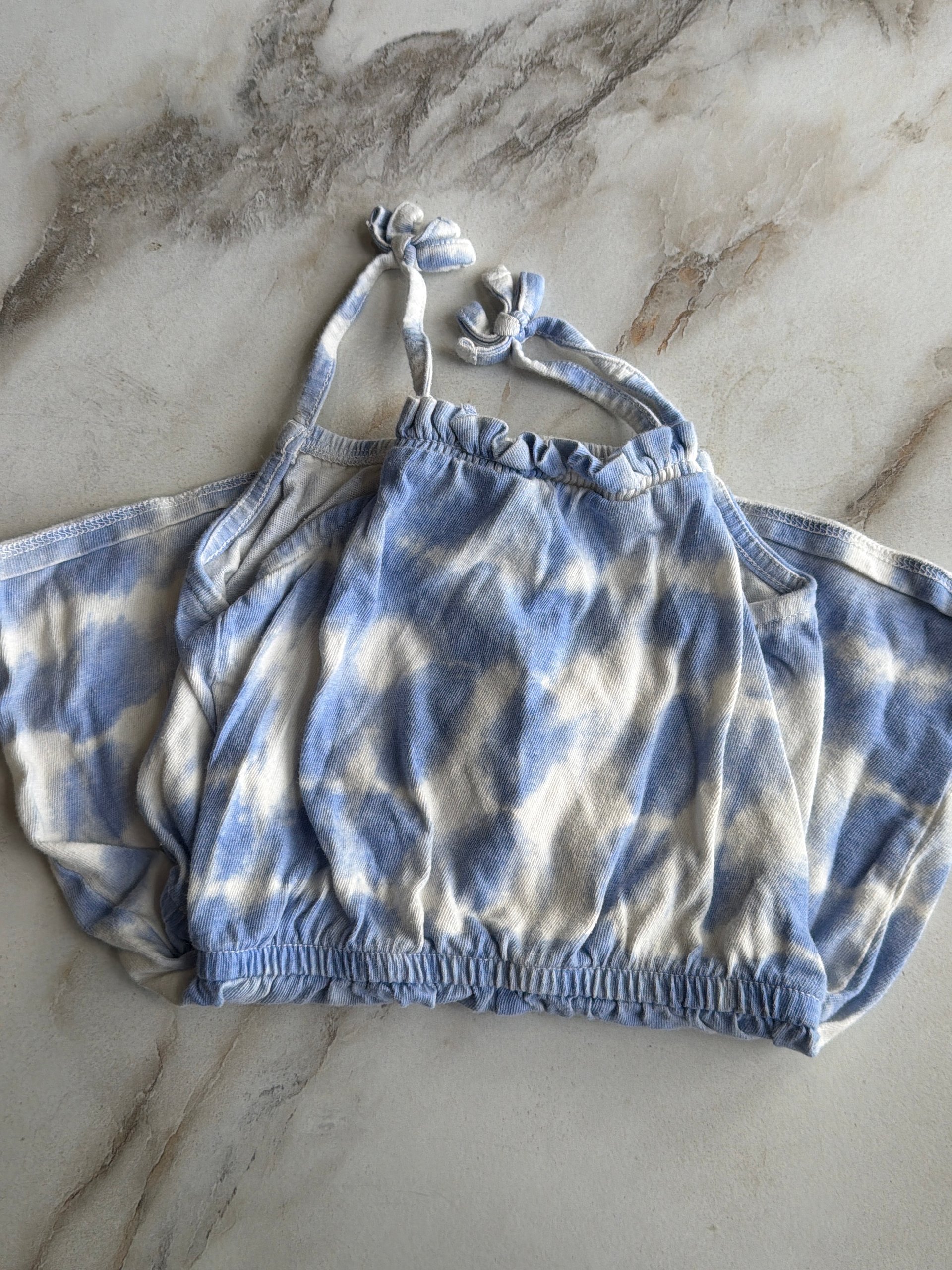Jumping Beans Girls Size 5 100% Cotton Blue Tie Dye Romper product image (3)