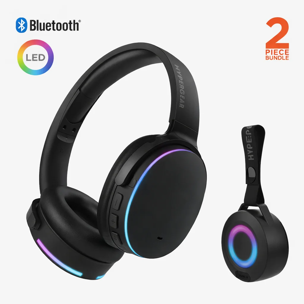 HyperGear Bluetooth LED Headphones & Portable Speaker Bundle product image (2)