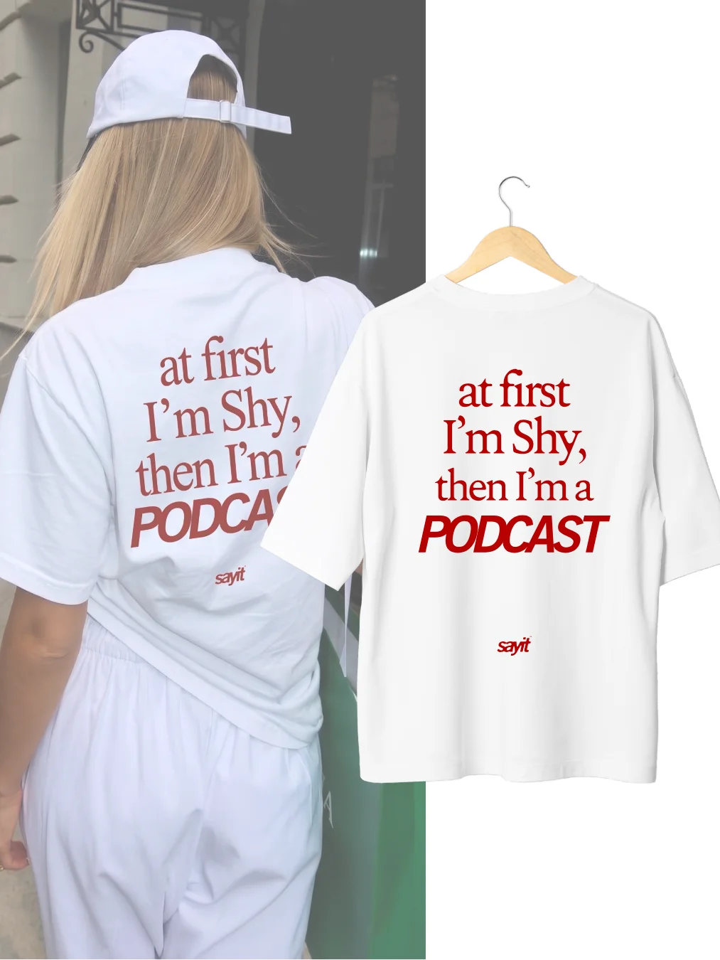 at first i’m shy, then i’m a podcast TEE product image (1)