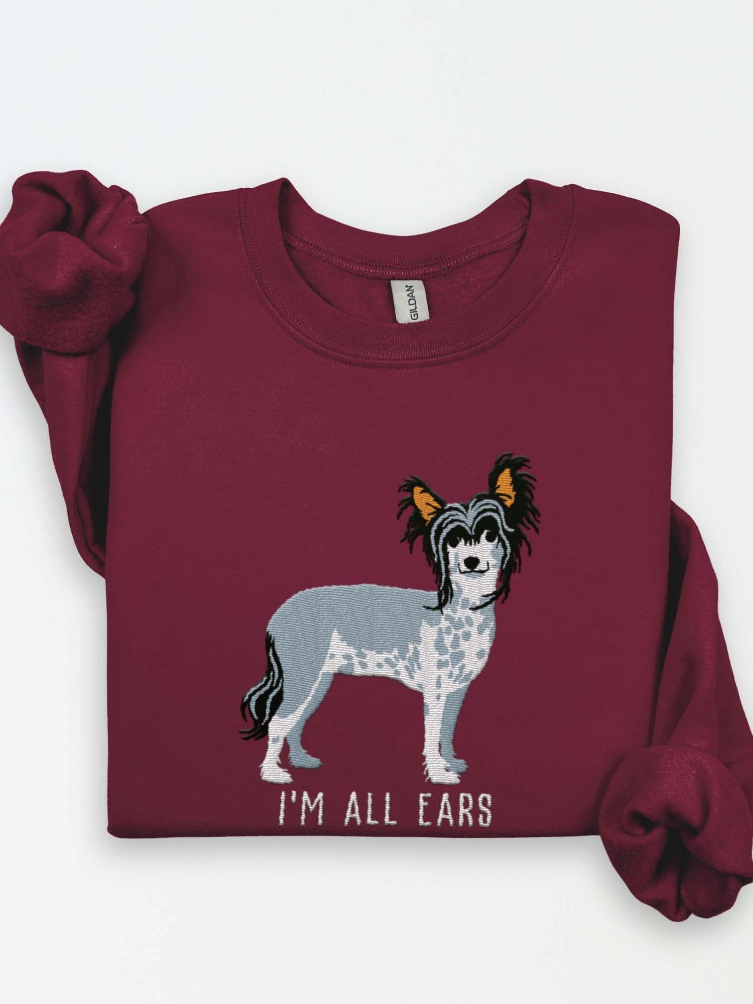 I'm All Ears Sweatshirt (Embroidered) of a Chinese Crested Dog(Black) product image (1)