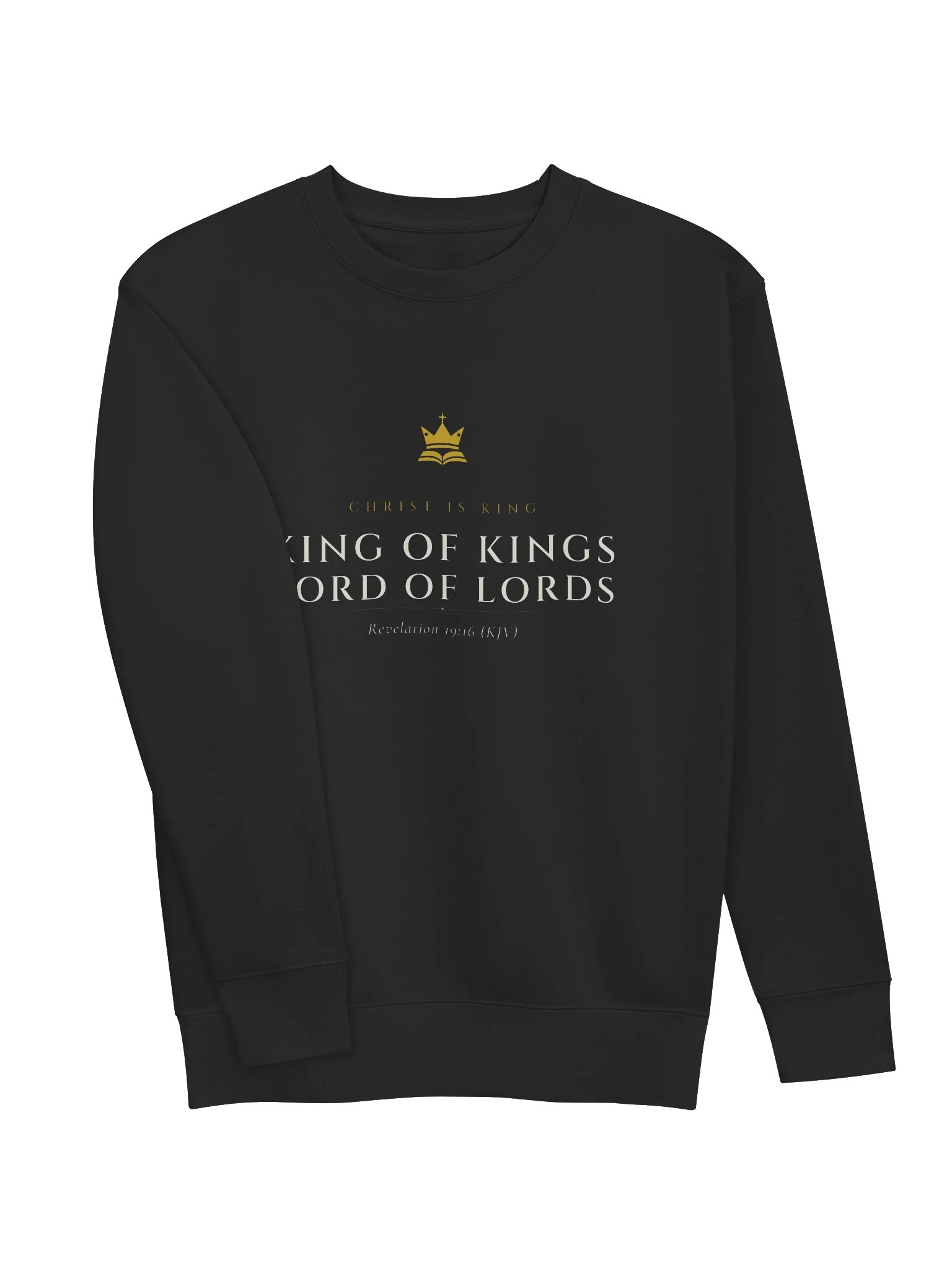 King of Kings Crewneck - Black, view 3 — Christ Is King crewneck