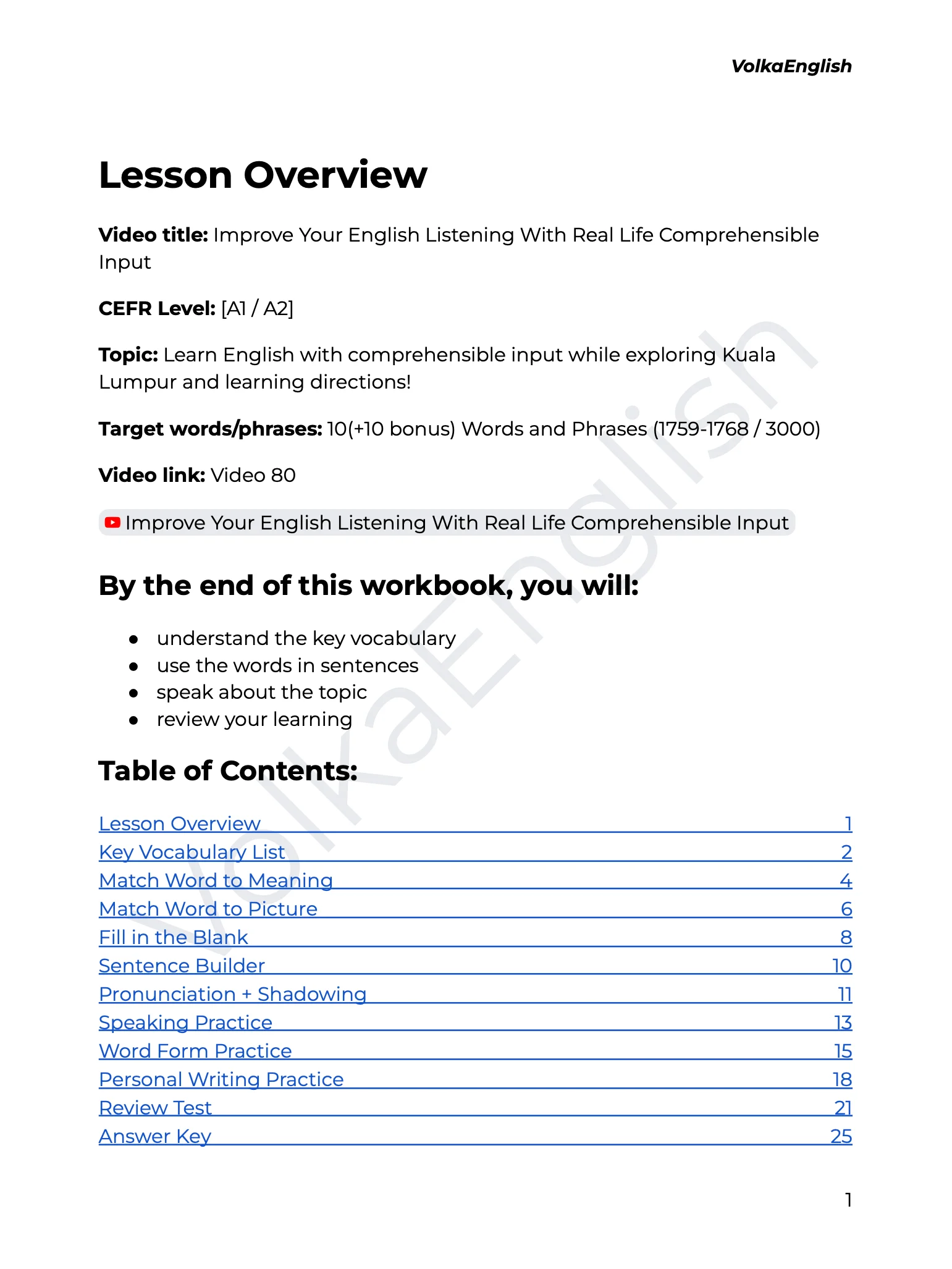 Improve Your English Listening With Real Life Comprehensible Input - Video 80 Study Pack product image (2)