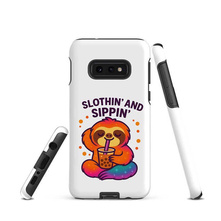 Slothin’ and Sippin’ – Funny Sloth Samsung Case | Boba Edition Tough Phone Case – Sloths Having Snacks Collection product image (1)