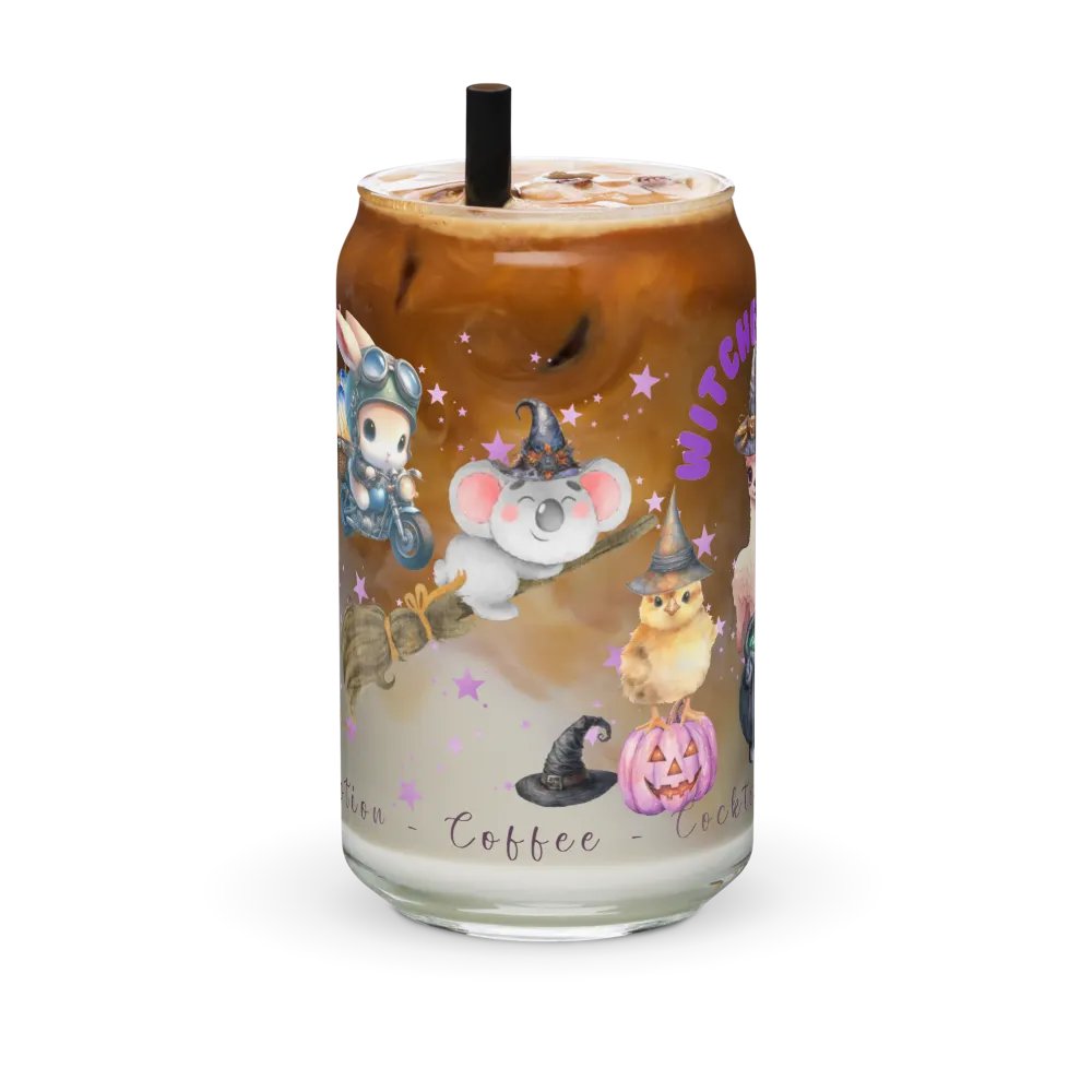 Witches Brew Coven: The Enchanted Gathering Glass Can Tumbler | 16oz | Optional Bamboo Lid & Straw product image (2)
