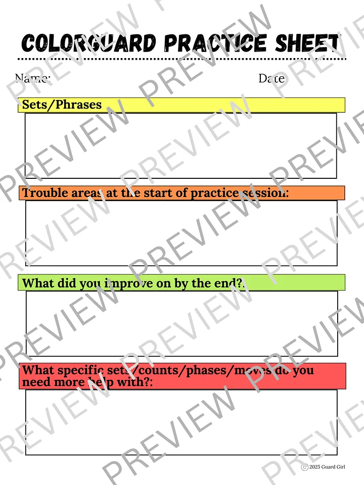 COLORGUARD PRACTICE SHEET product image (1)