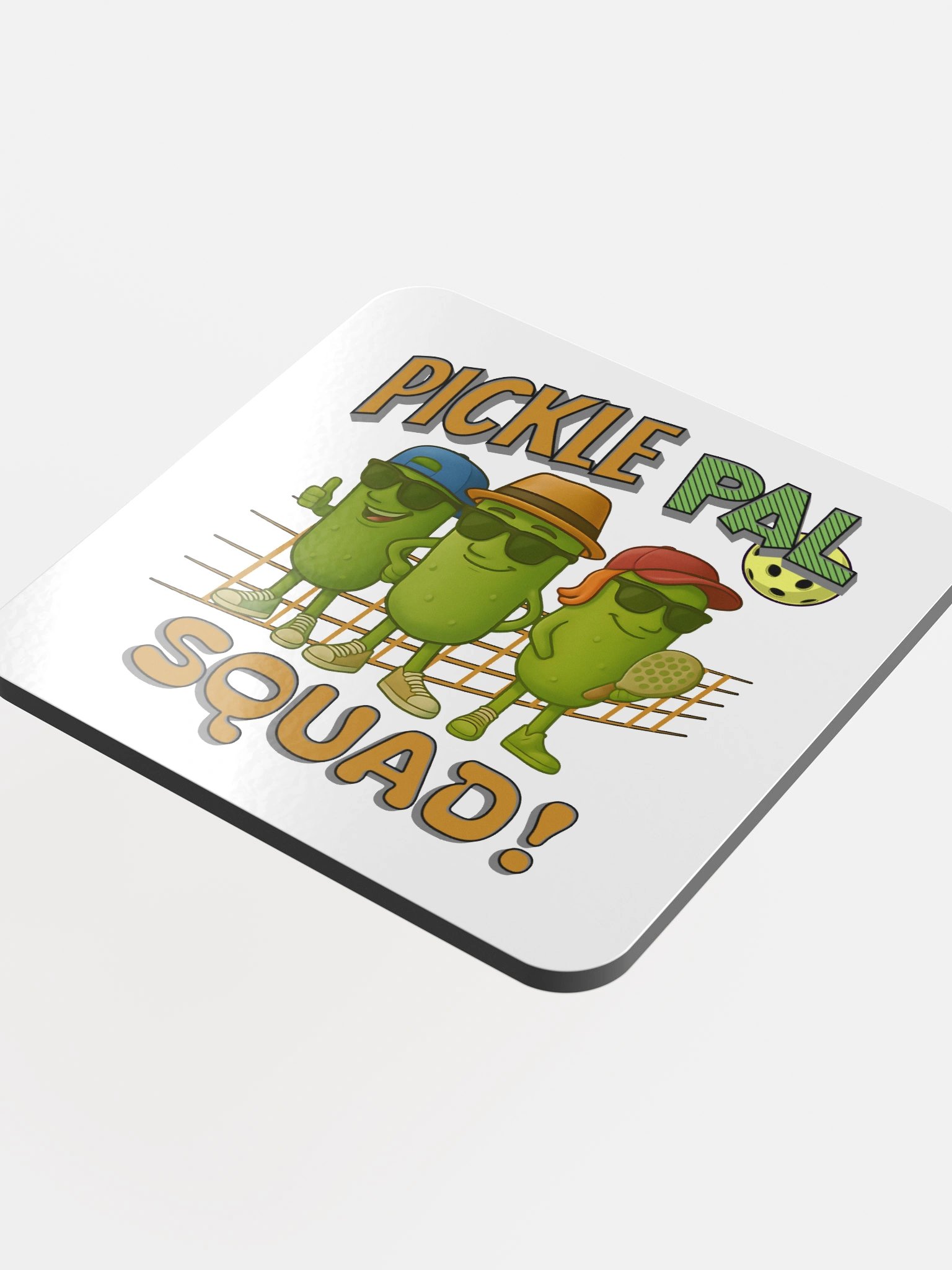 Pickle Pal Squad Pickleball Glossed Cork Coaster product image (1)