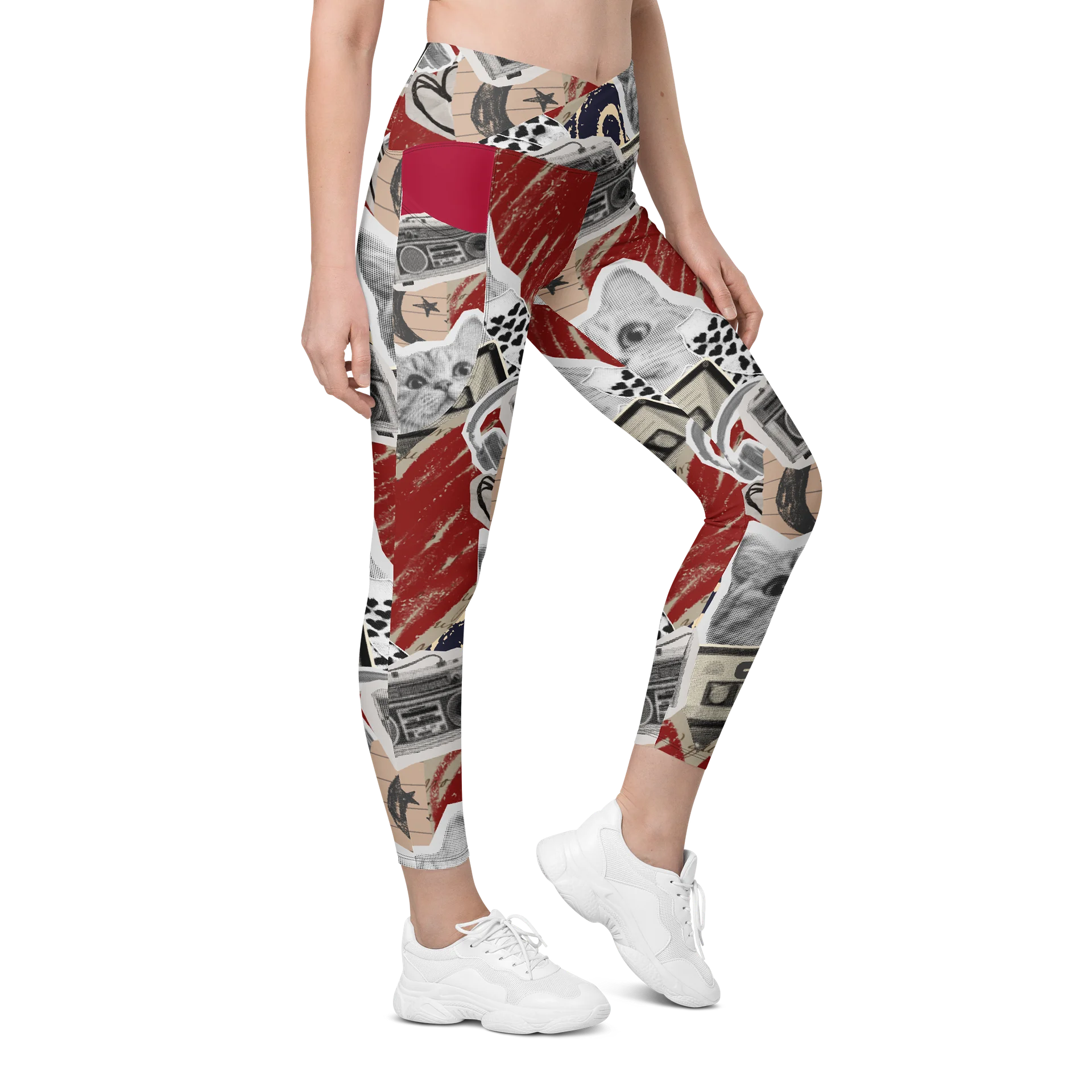 Favorite Things Nostalgic Collage Yoga Pants with Cat product image (4)