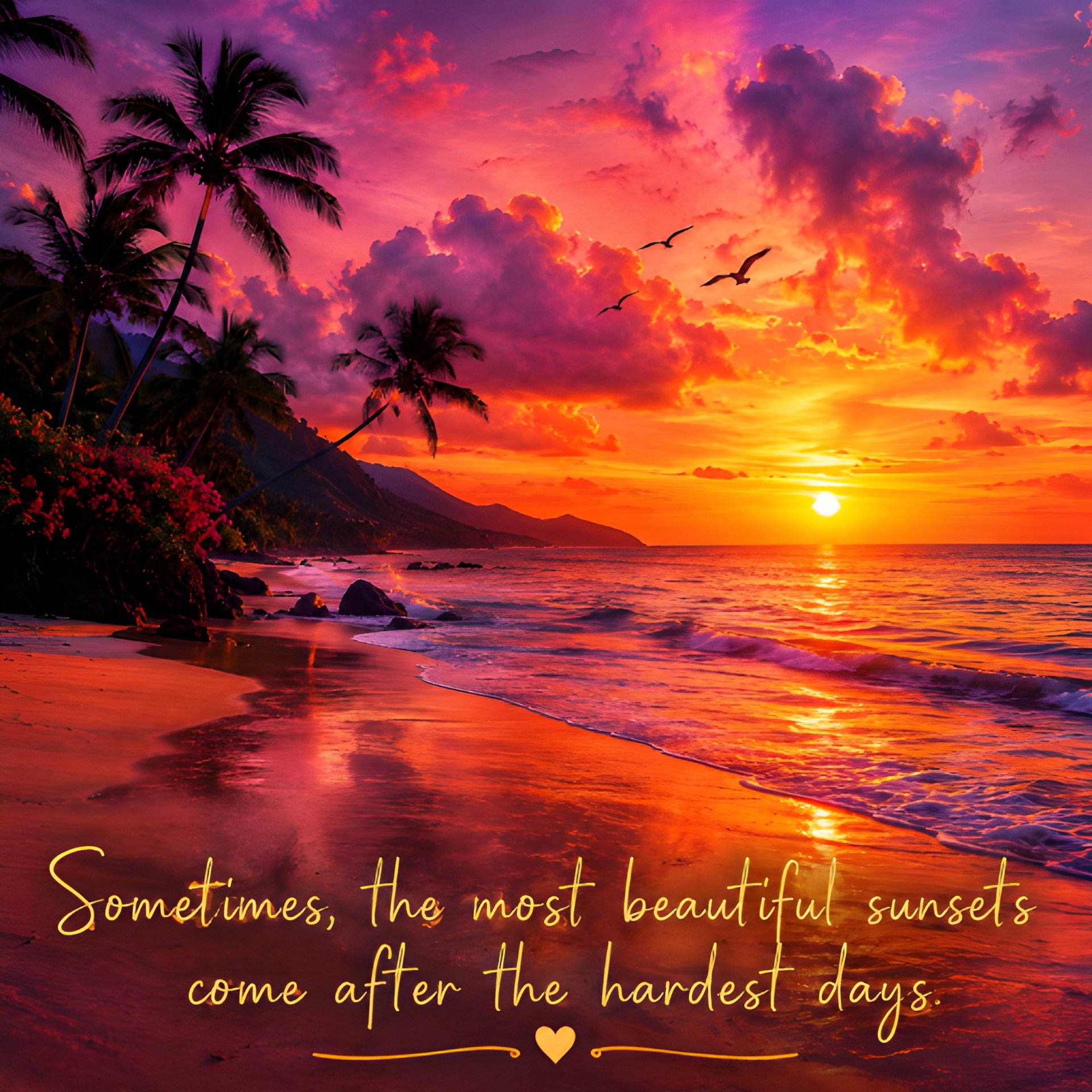 Tropical Sunset Beach Wall Art Print | Inspirational Quote Digital Download 8K JPEG product image (2)