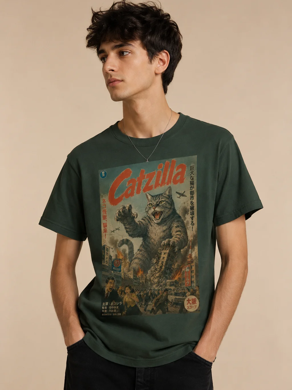 Catzilla Giant Cat Monster T-Shirt – Retro Japanese Kaiju Cat Meme Tee for Cat Lovers product image (1)