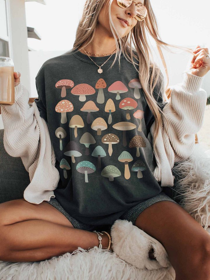 Retro Mushroom Shirt – Colorful Vintage Mushroom Illustration Graphic Tee product image (2)