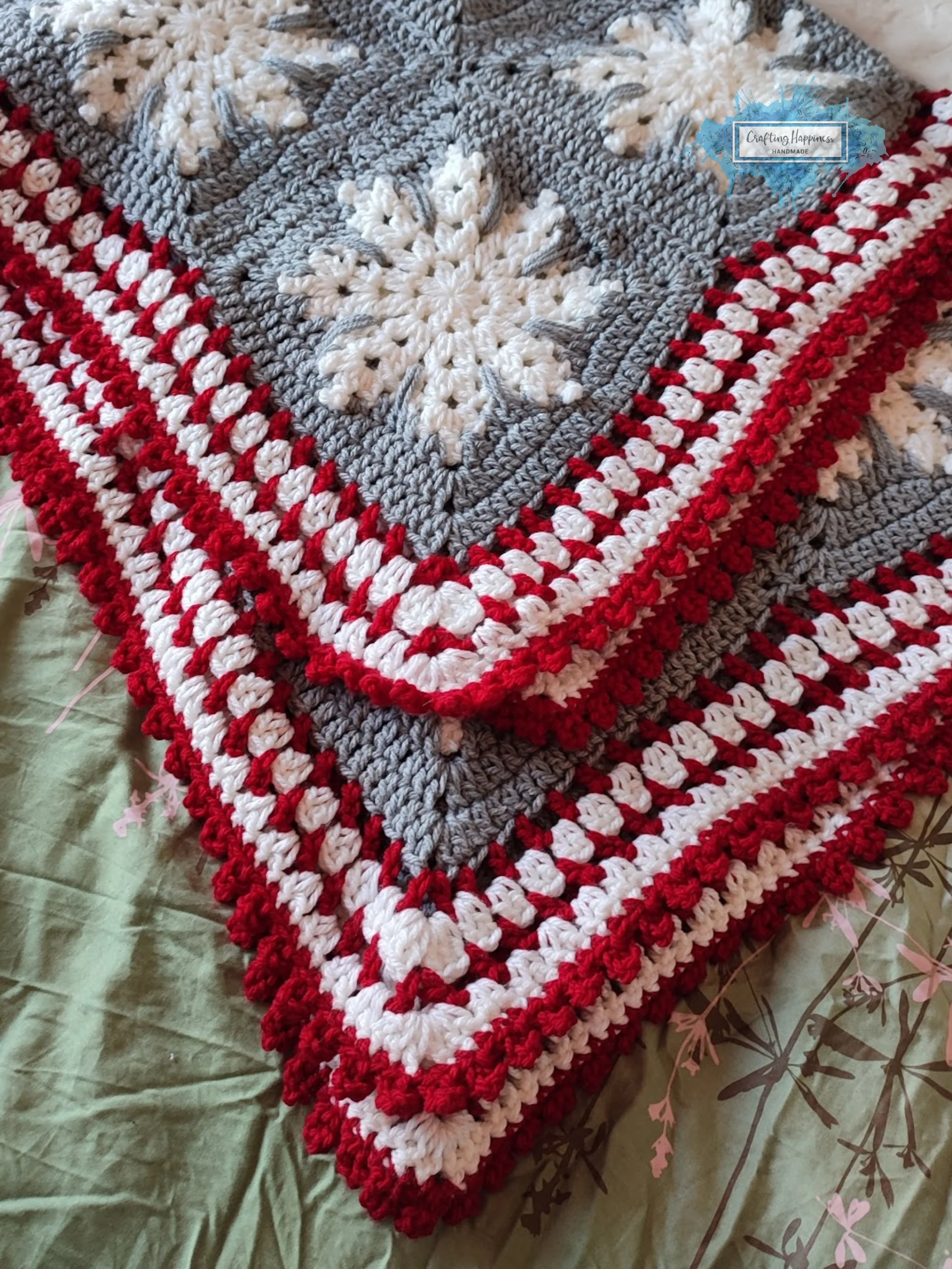 Winter Snowflake Crochet Afghan Pattern | Granny Square Blanket (PDF) product image (4)