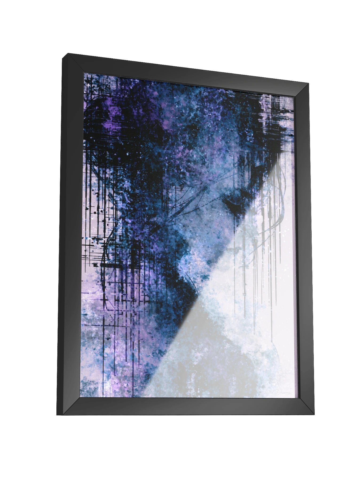 Abstract Blue Portrait Framed Art Print — Echoes in the Static product image (7)