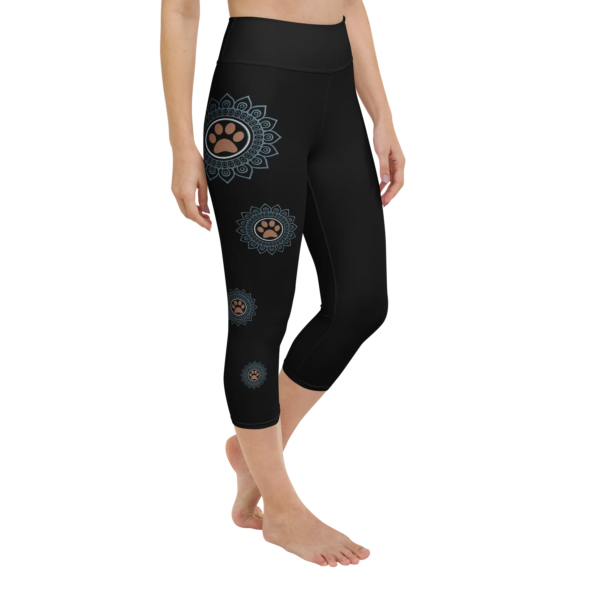 Paws and Reflect Mandala Paw Print Yoga Capri Leggings product image (3)