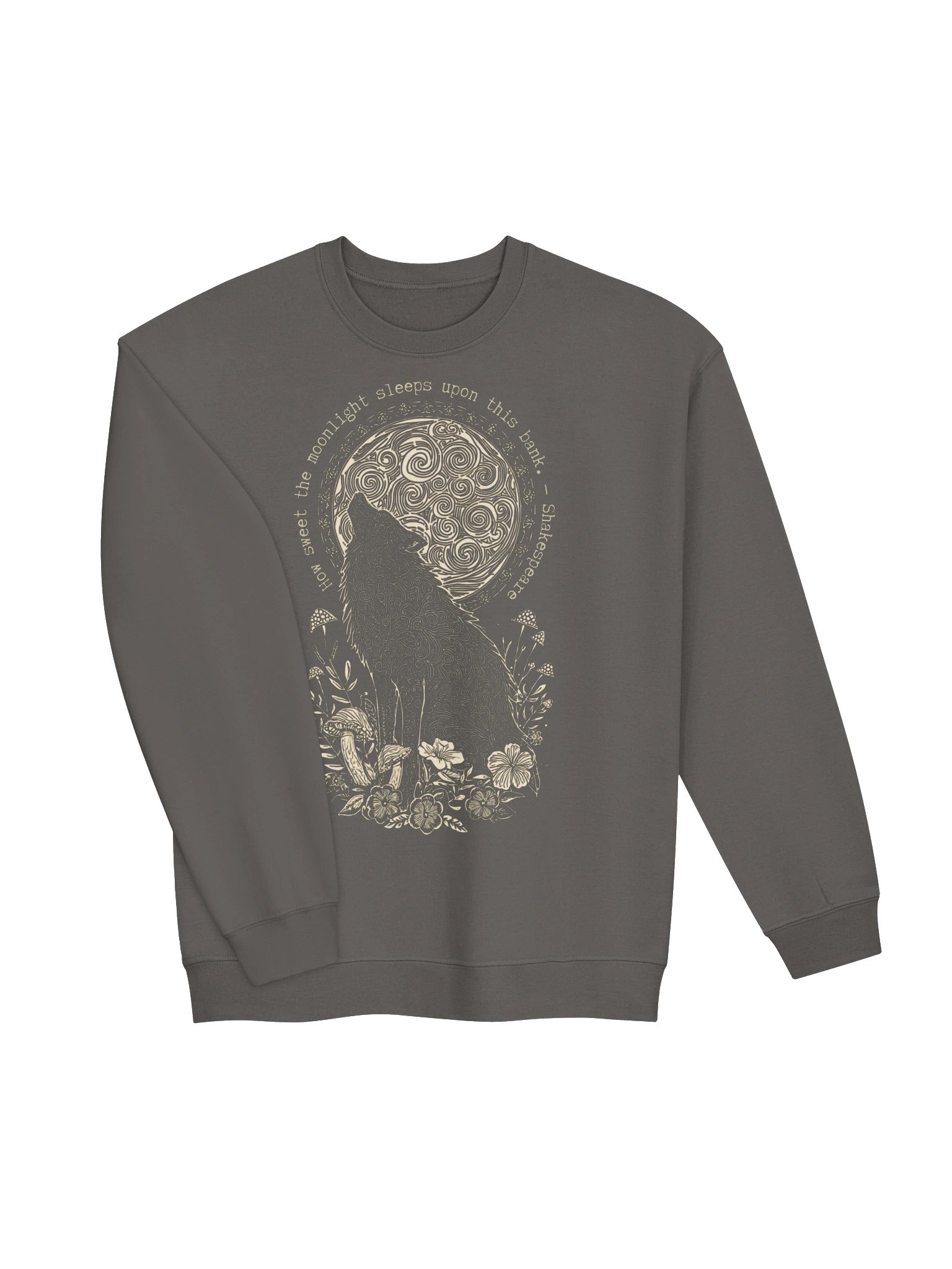 Moonlight Wolf Shakespeare Crewneck, Literary Sweatshirt for Nature Lovers product image (4)