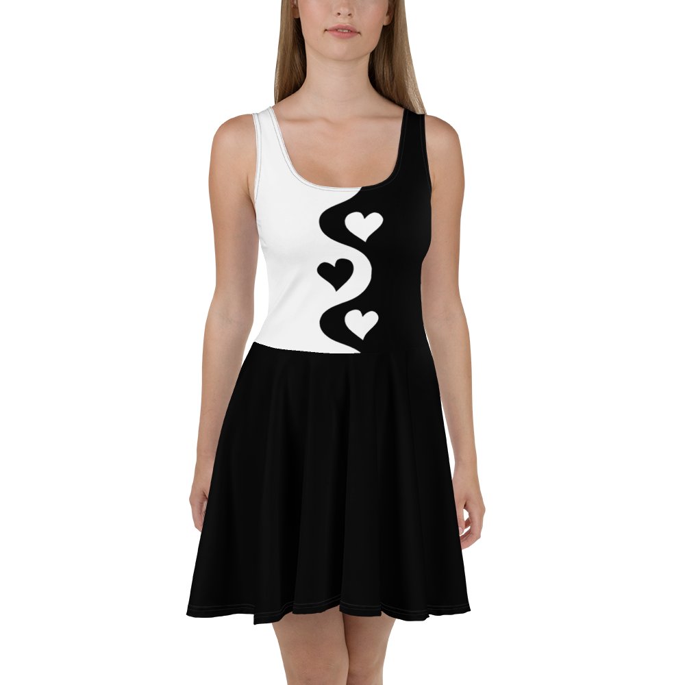 Split Black and White Hearts Dress product image (1)