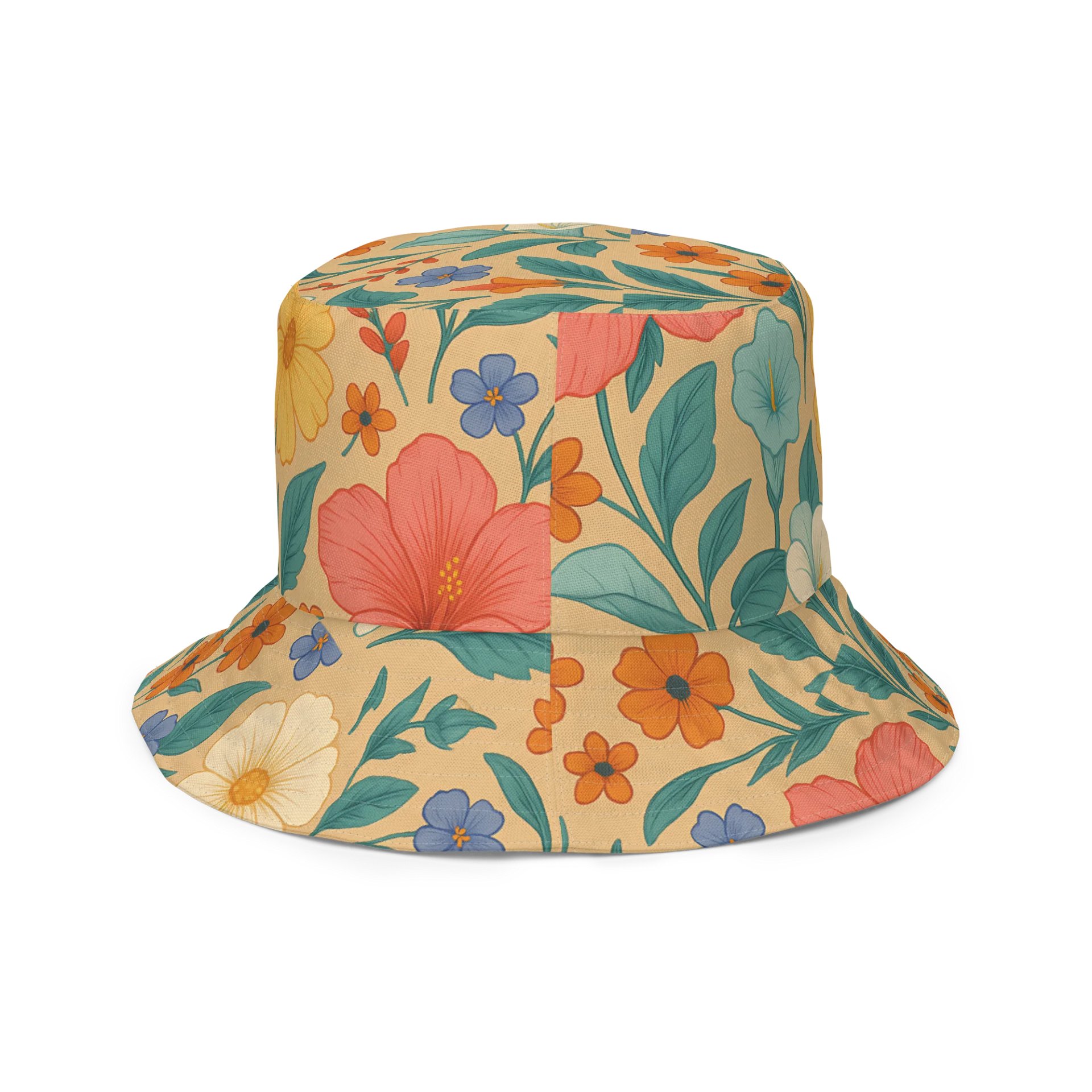 Spring Floral Reversible Bucket Hat – Vintage Wildflower Sun Hat for Outdoor Style product image (5)