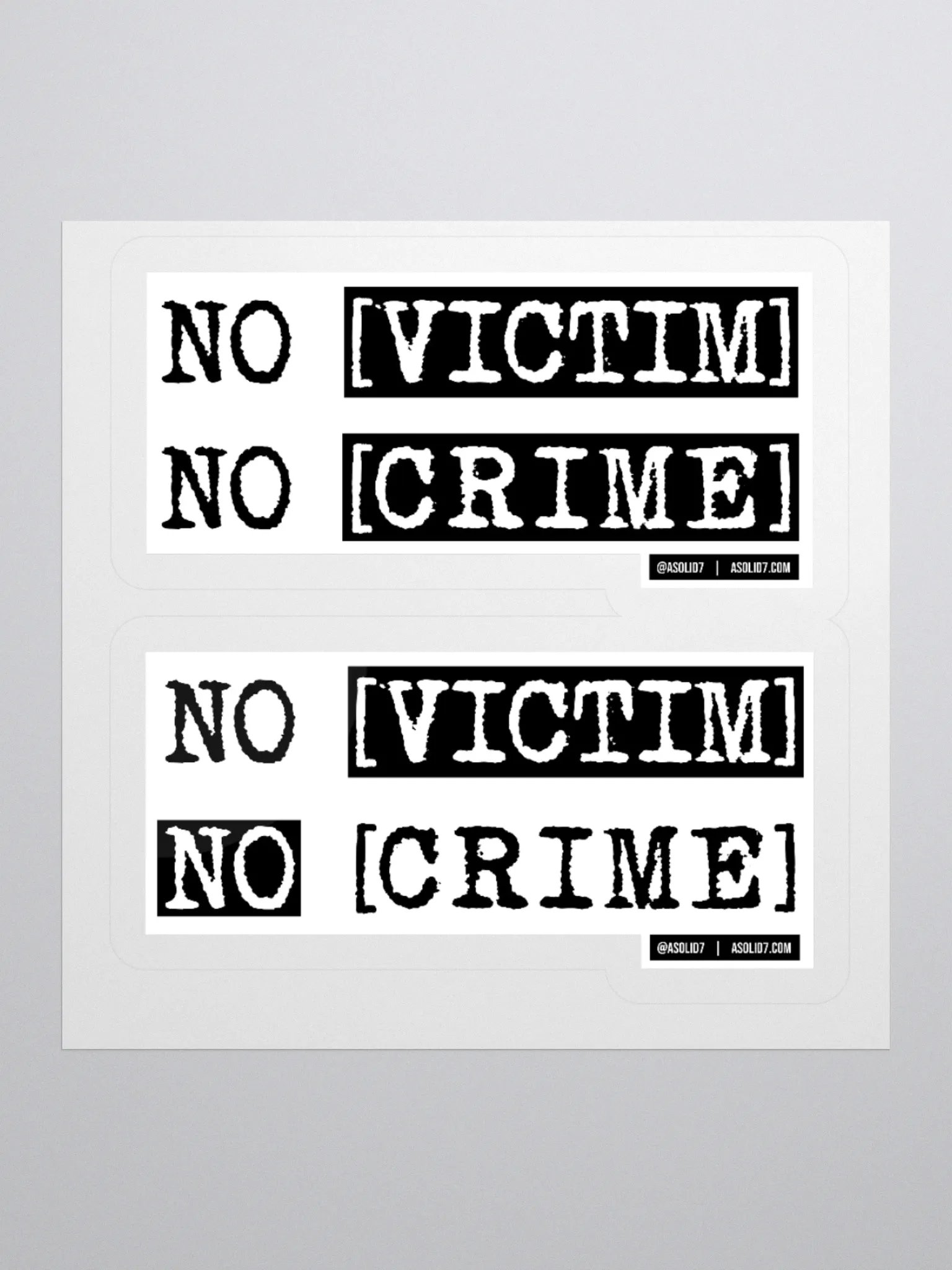 No Victim No Crime Stylized Stacked Stickers product image (1)