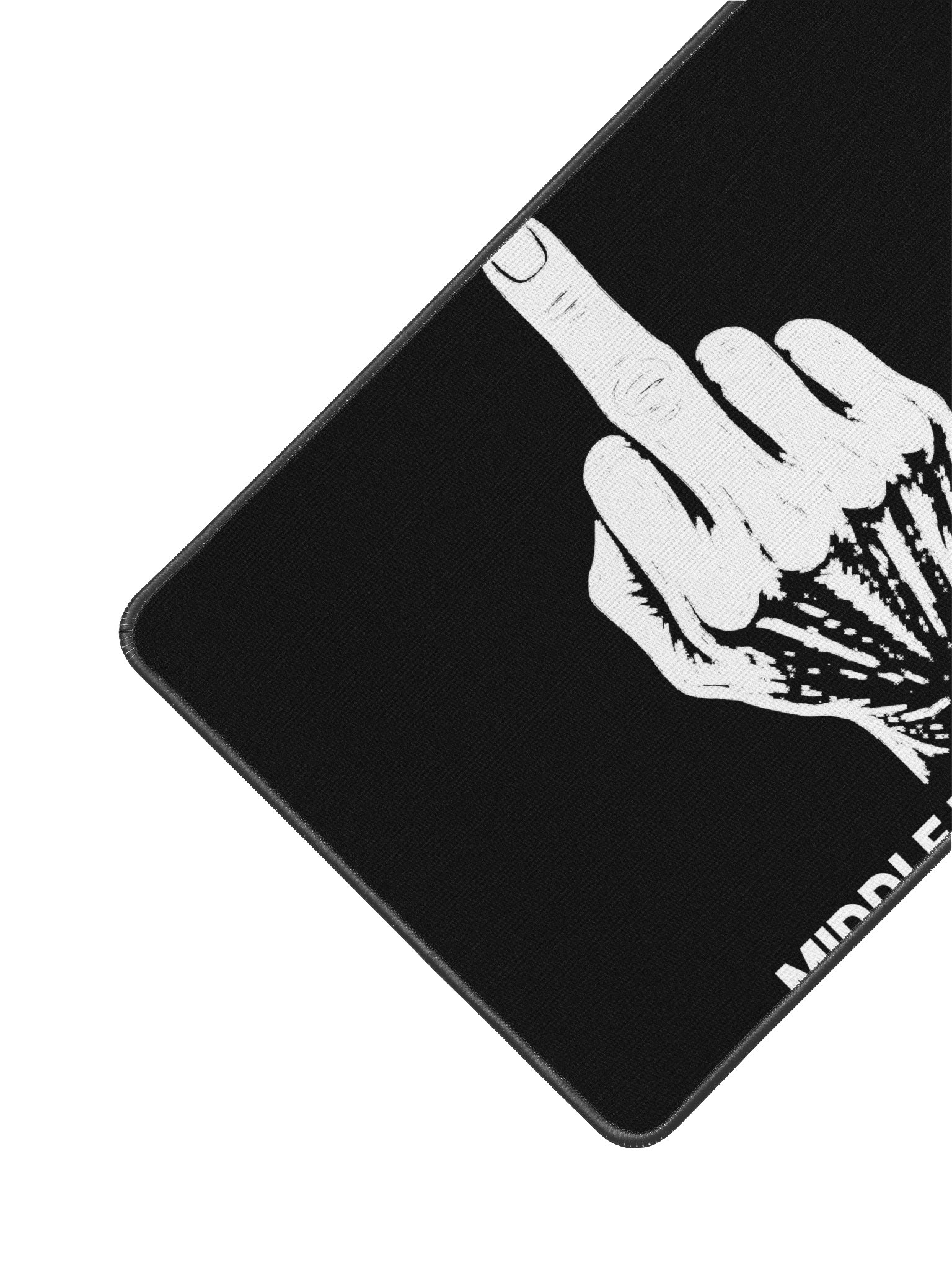 No ShopCo Middle Finger Desk Mat 12 x 18 - White Artwork - Black Background product image (2)
