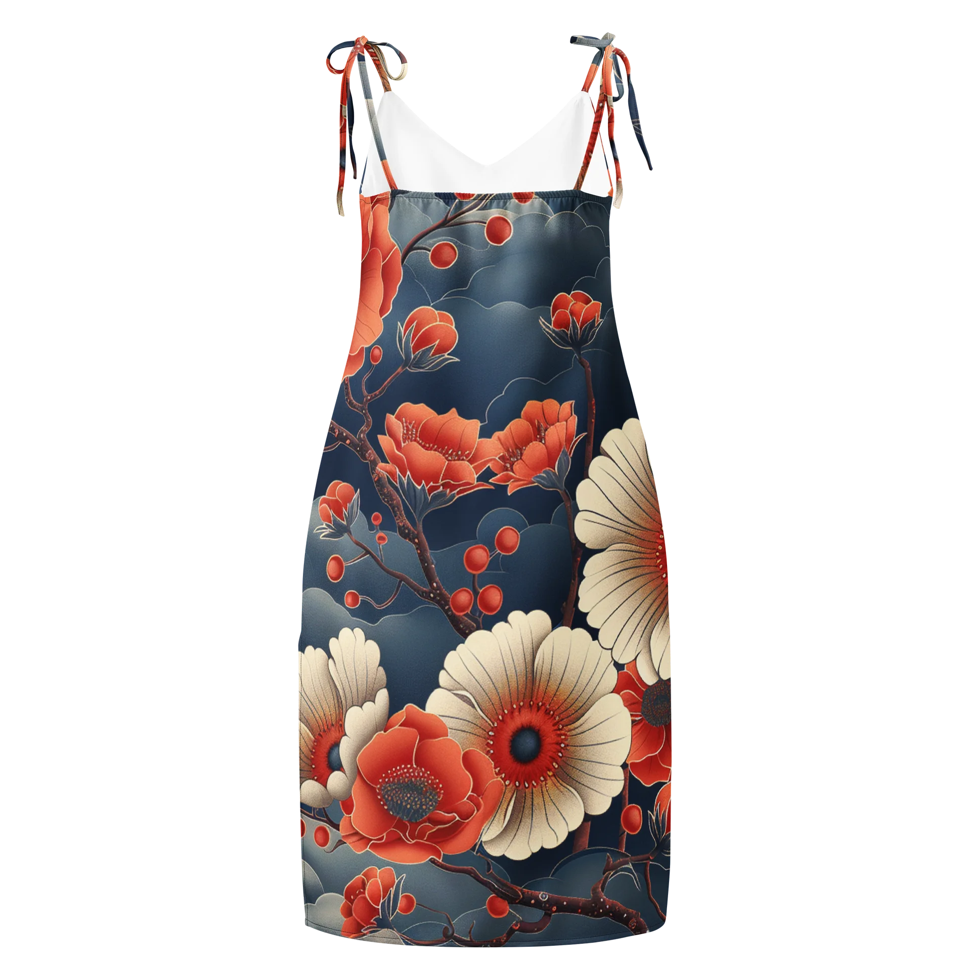 Japanese Chrysanthemum Midi Slip Dress | Vintage Kiku Chiffon Summer Dress product image (2)