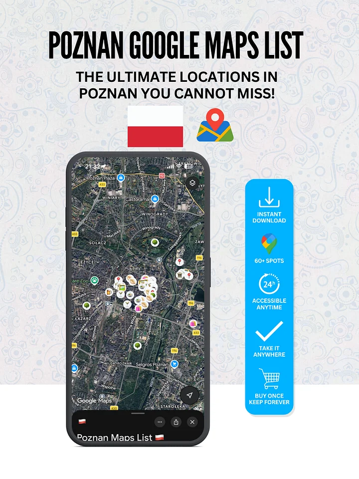 Poznan: 60+ Best Locations (Instant Google Maps Digital List) product image (1)