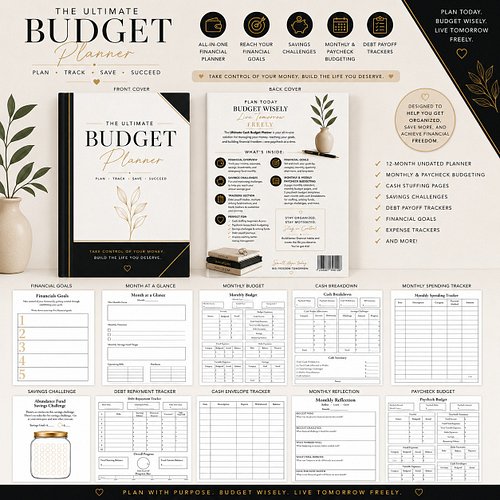 Effectively manage and monitor your finances with our comprehensive Budget Planner. This indispensable tool features space to...