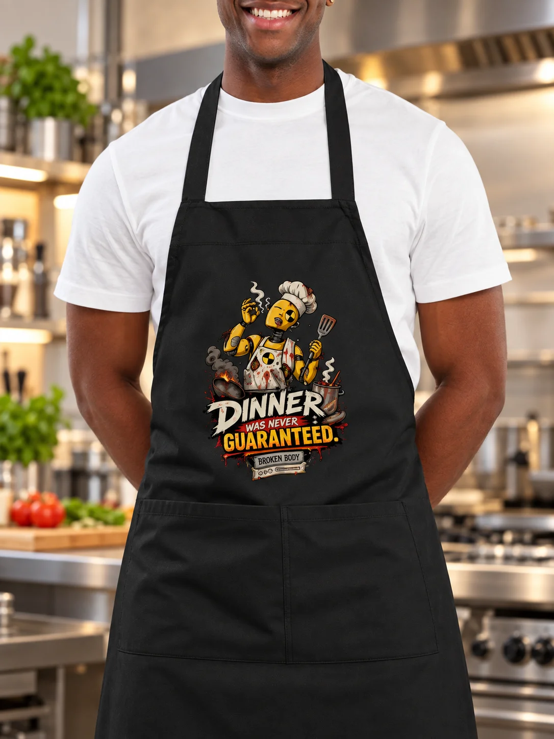 Funny Cooking Apron — Dinner Was Never Guaranteed | Broken Body™ product image (1)