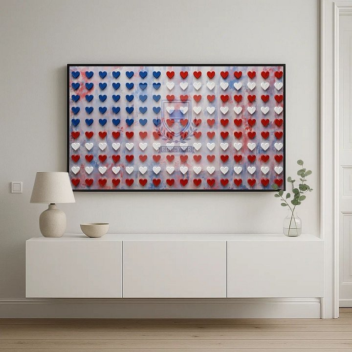 Patriotic Hearts Frame TV Art, Red White & Blue Oil Painting Aesthetic Digital Download product image (2)