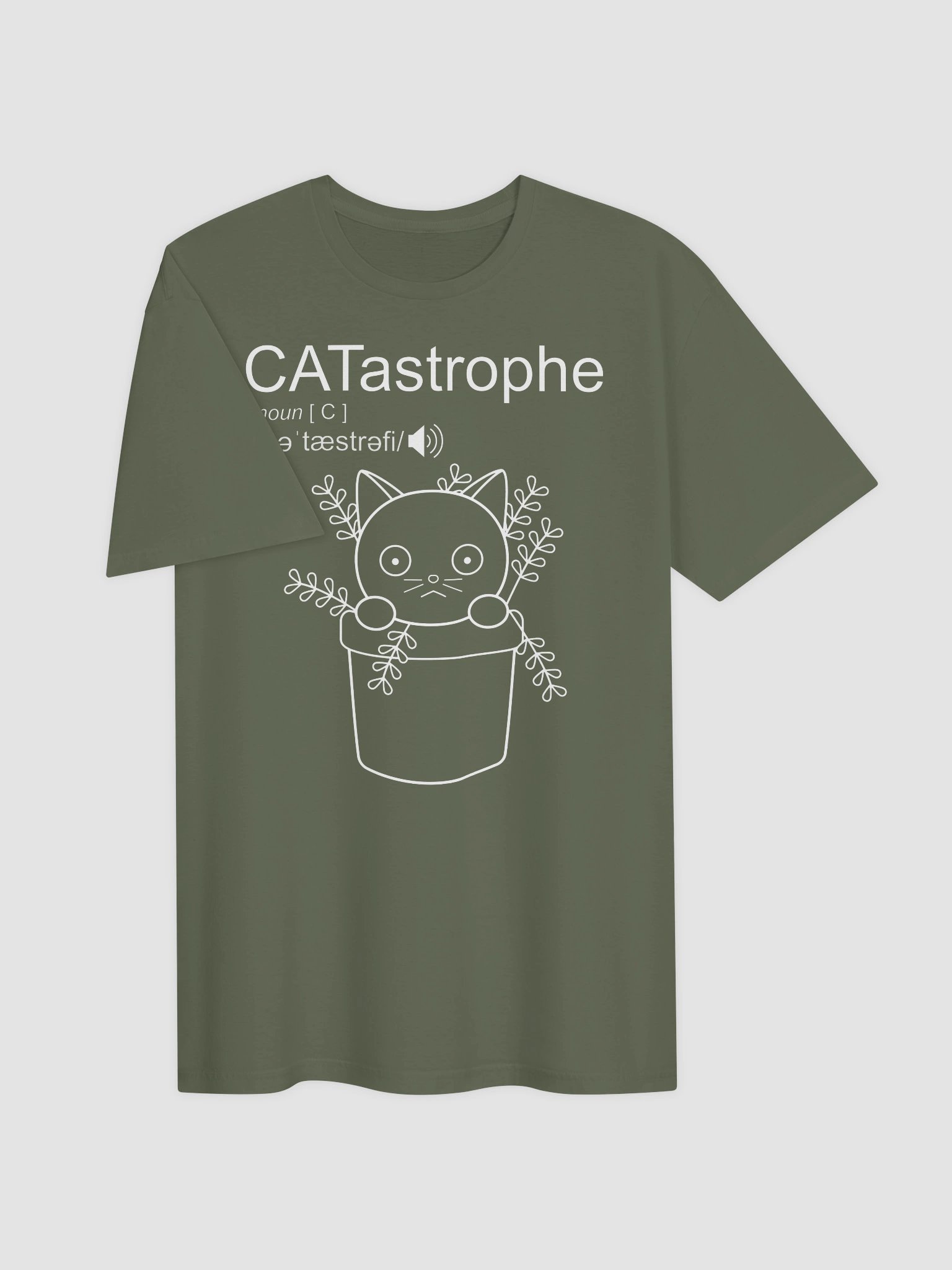 CATastrophe (Cat in Plant Pot - White Print) - Unisex Adult Super Soft Lightweight T-shirt product image (2)