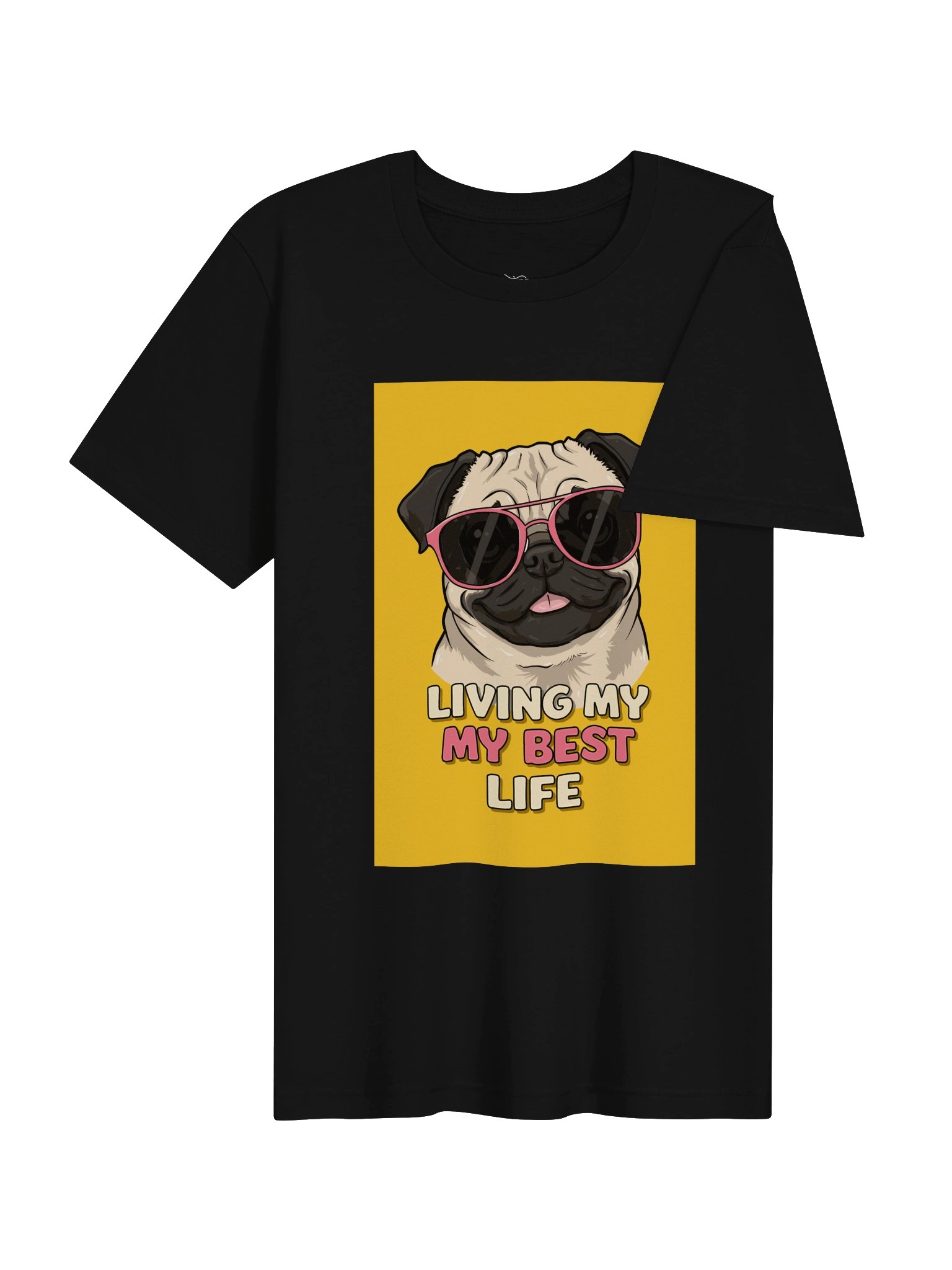 Women’s Pug Living My Best Life T-Shirt – Funny Dog Sunglasses Design product image (5)