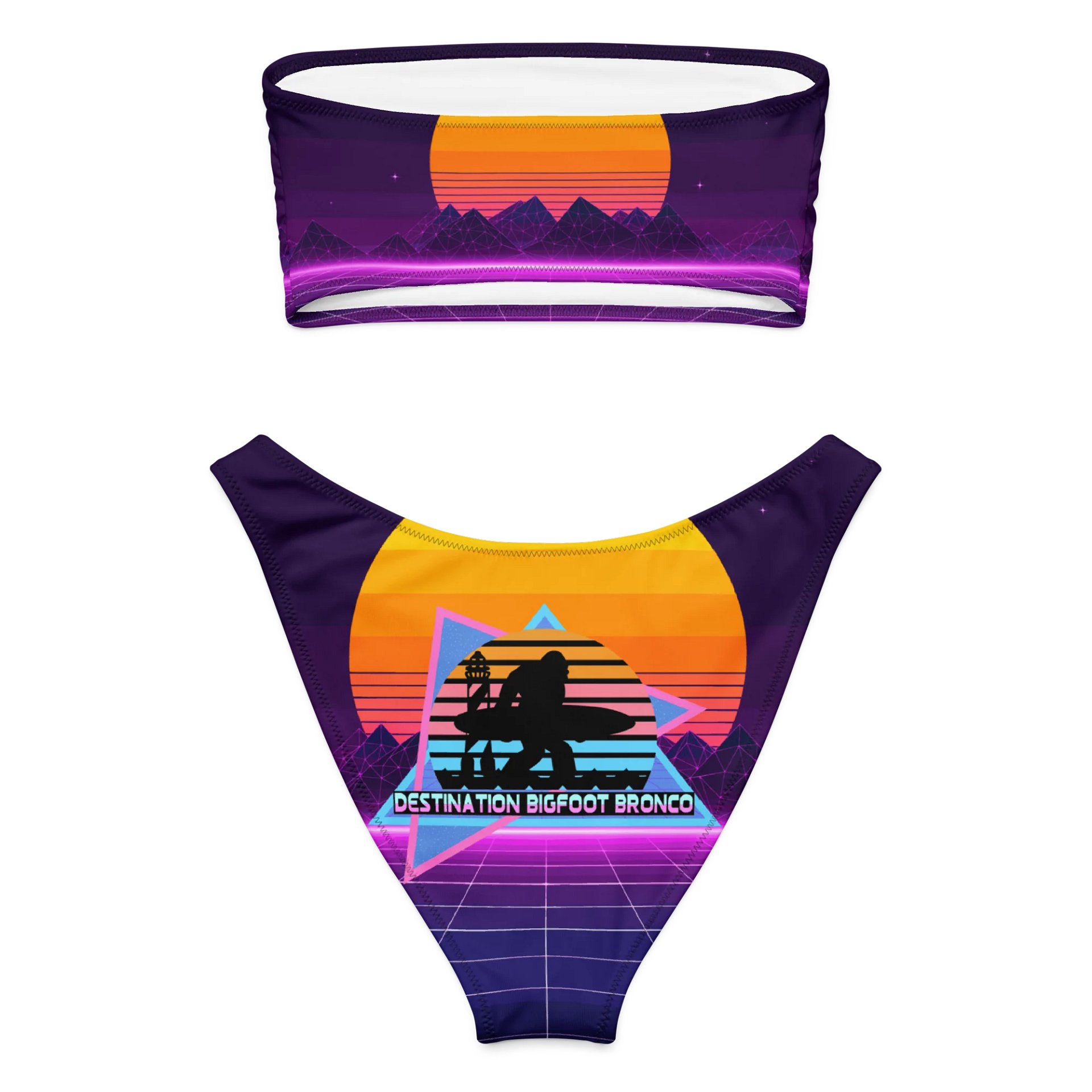 Destination Bigfoot Bronco Retro-Inspired Synthwave All-Over Print Recycled Women's Bandeau Bikini product image (3)