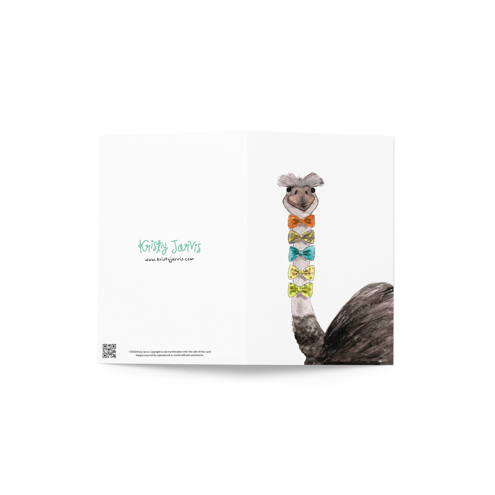 Watercolor Ostrich Quirky Greeting Card product image (2)