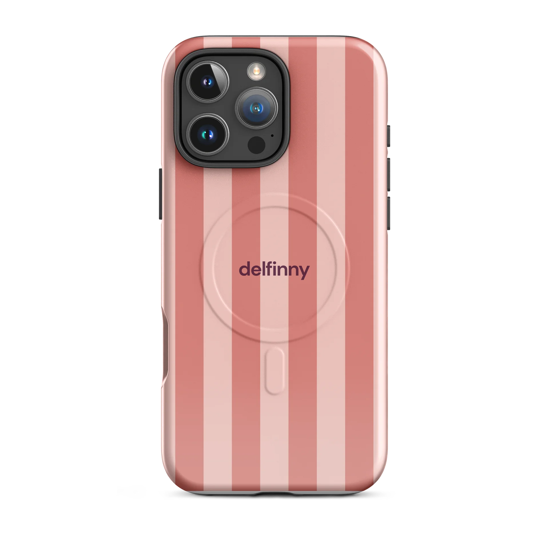 Striped Phone Case for iPhone 16 & 17 Series – MagSafe Compatible (Glossy Dusty Coral) product image (4)