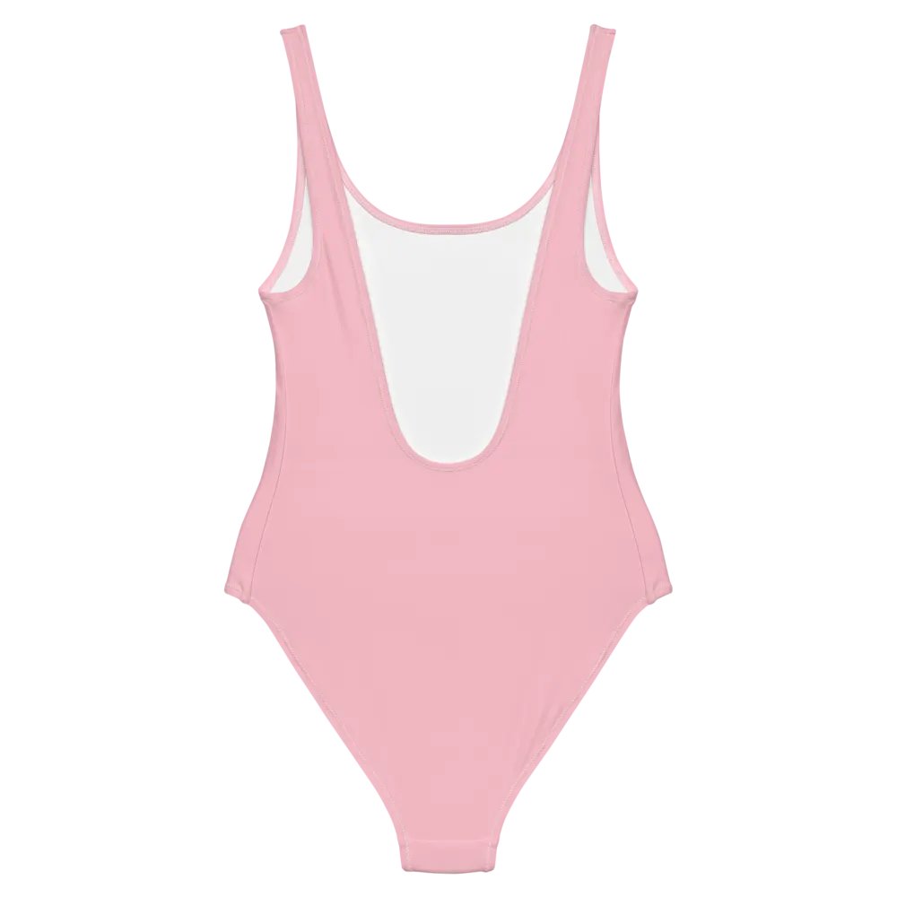 Plain Color Pink One-Piece Swimsuit product image (8)
