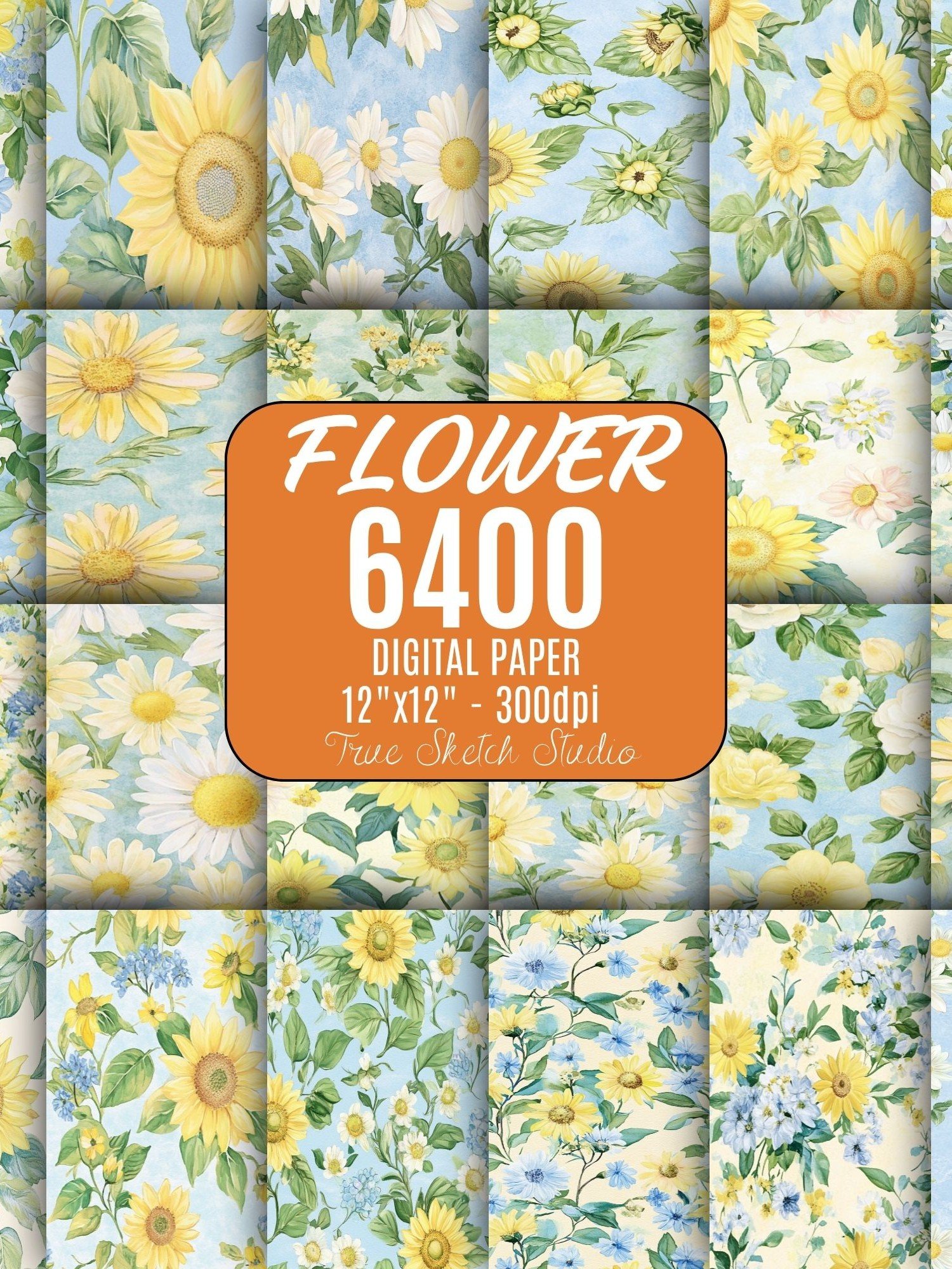 6400 Floral Digital Paper Bundle, Flower Pattern Mega Pack product image (4)