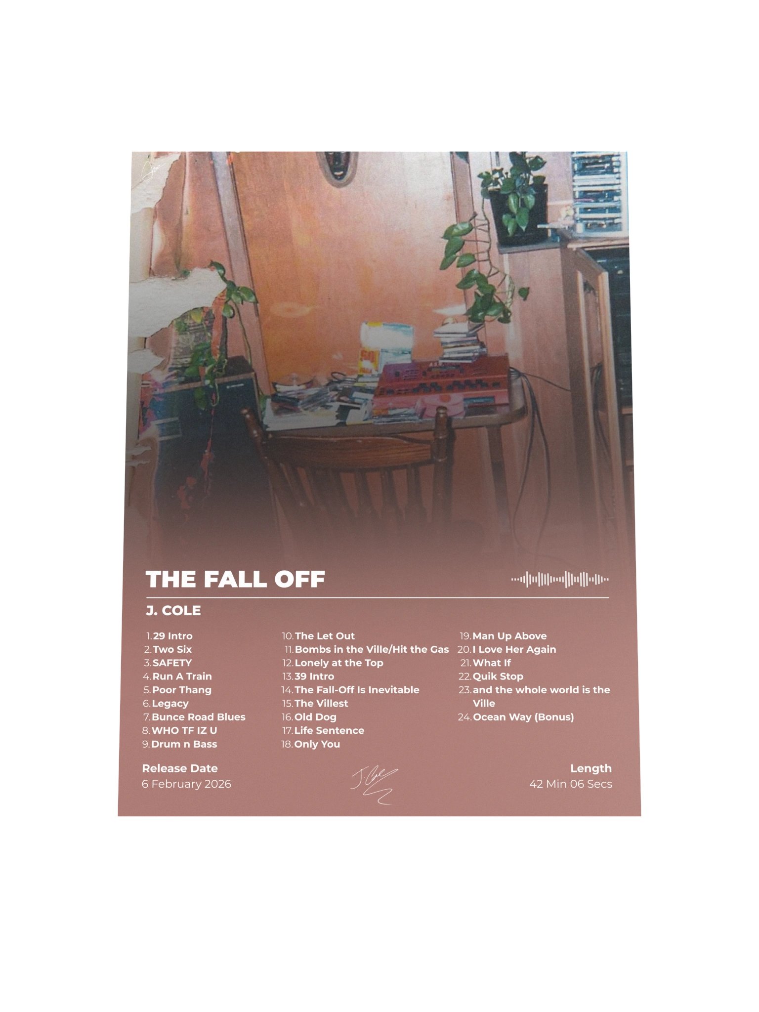 THE FALL OFF Tracklist Poster product image (7)