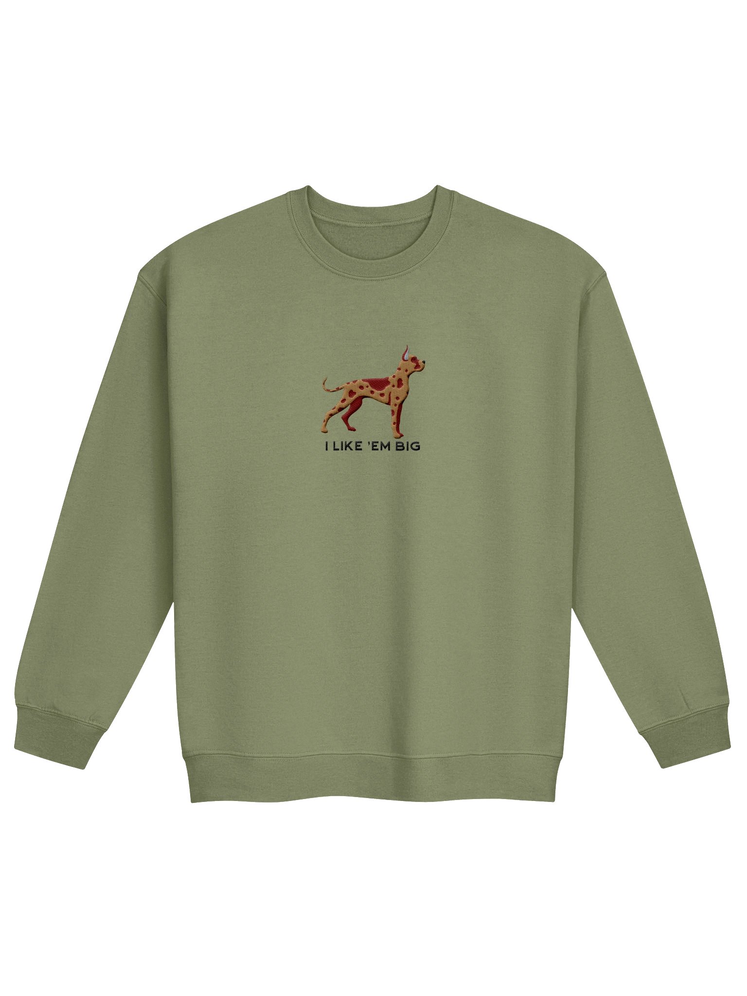 I Like 'Em Big Sweatshirt (Embroidered) of a Great Dane(Chocolate Merle, Cropped Ears) product image (9)