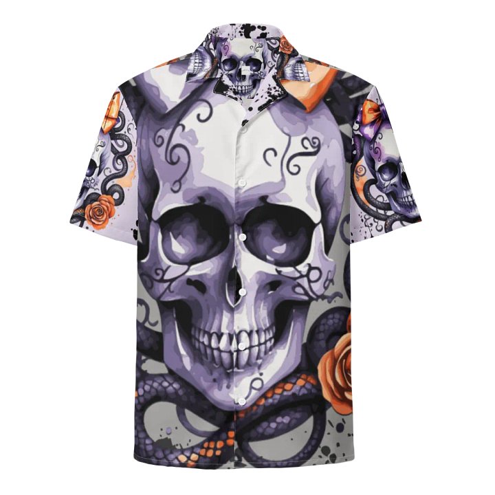 Coquette Style Autumn Skull & Snake Button-Up Shirt product image (1)