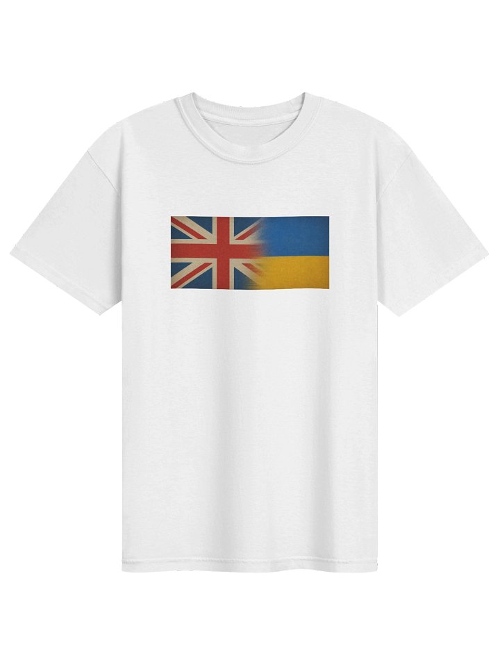 Man Comfort T-shirt Support Ukraine-United Kingdom Flags, white product image (1)