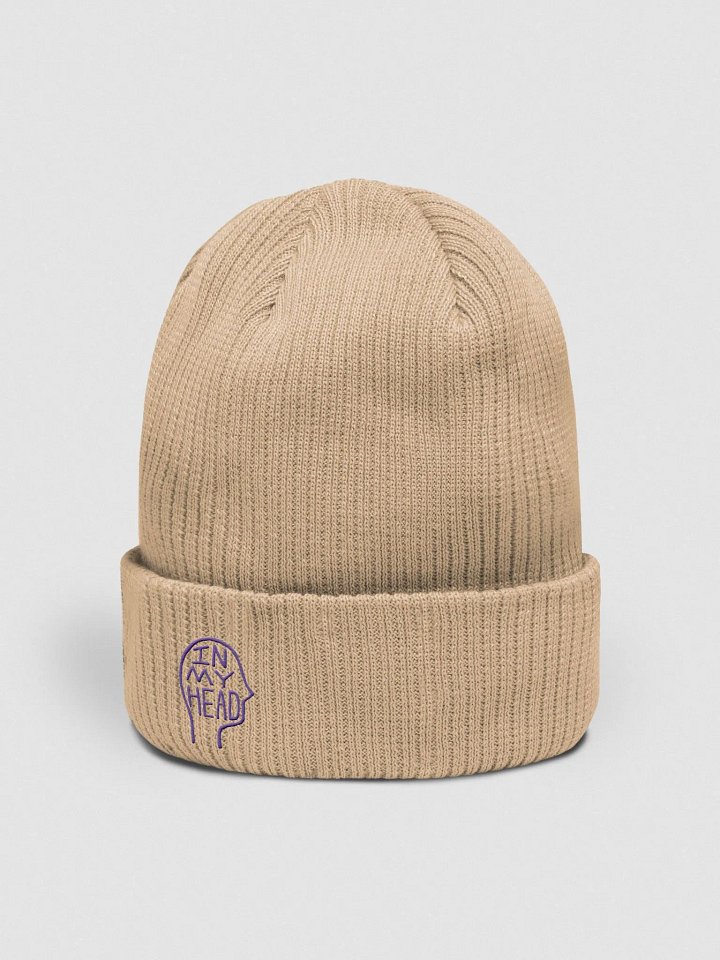 In My Head (purple) embroidered organic beanie product image (17)