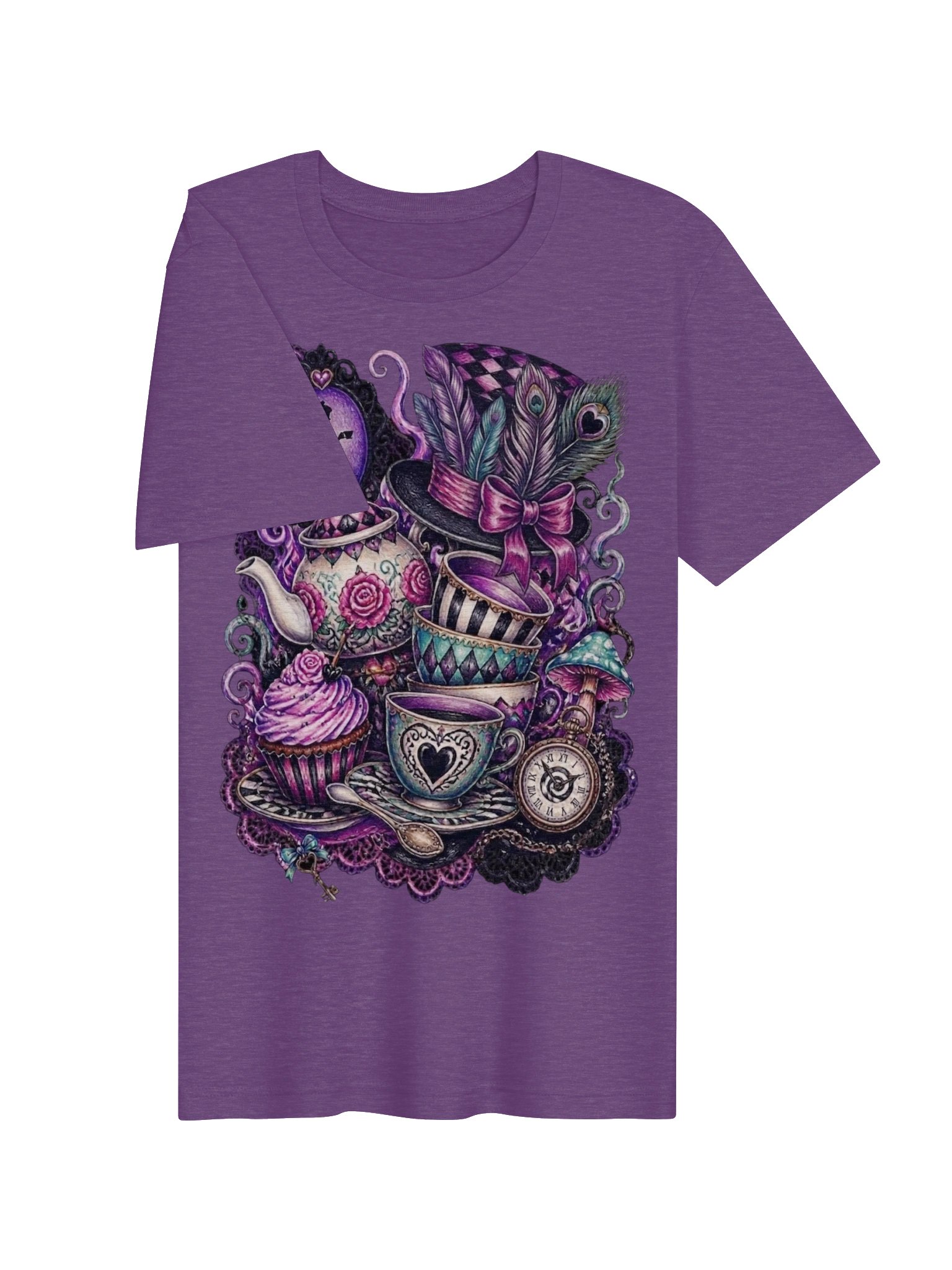 Wonderland Graphic Tee, Whimsigoth Tea Party, Alice & Mad Hatter Collage product image (4)