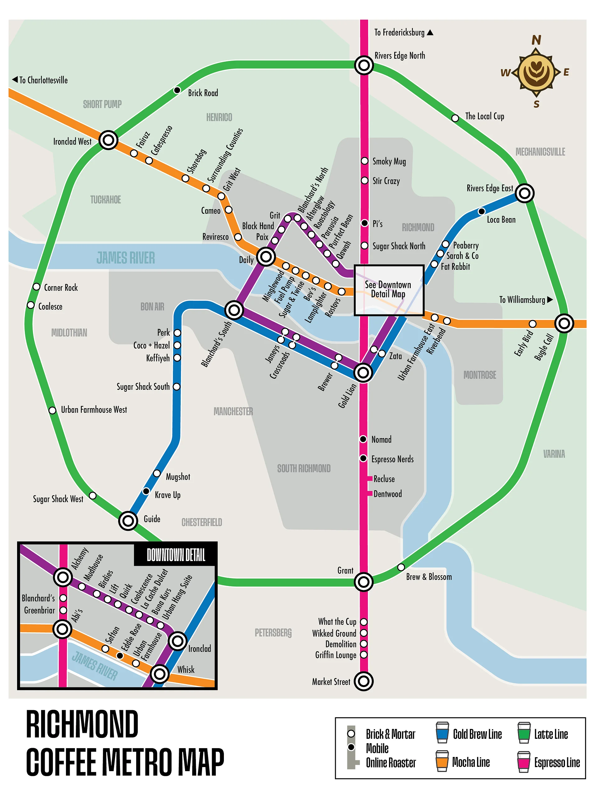 RVA Coffee Metro Map - Instant Digital Download product image (1)