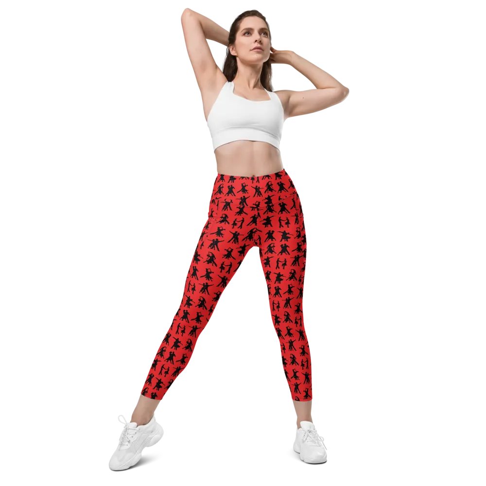 Red and Black Ballroom Dancing Leggings with Pockets product image (6)