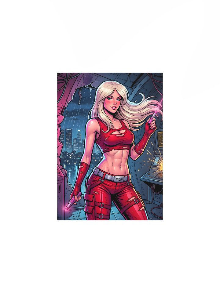 Crimson Spy — Neon Noir Pop Art | Cyberpunk Bedroom Poster product image (1)