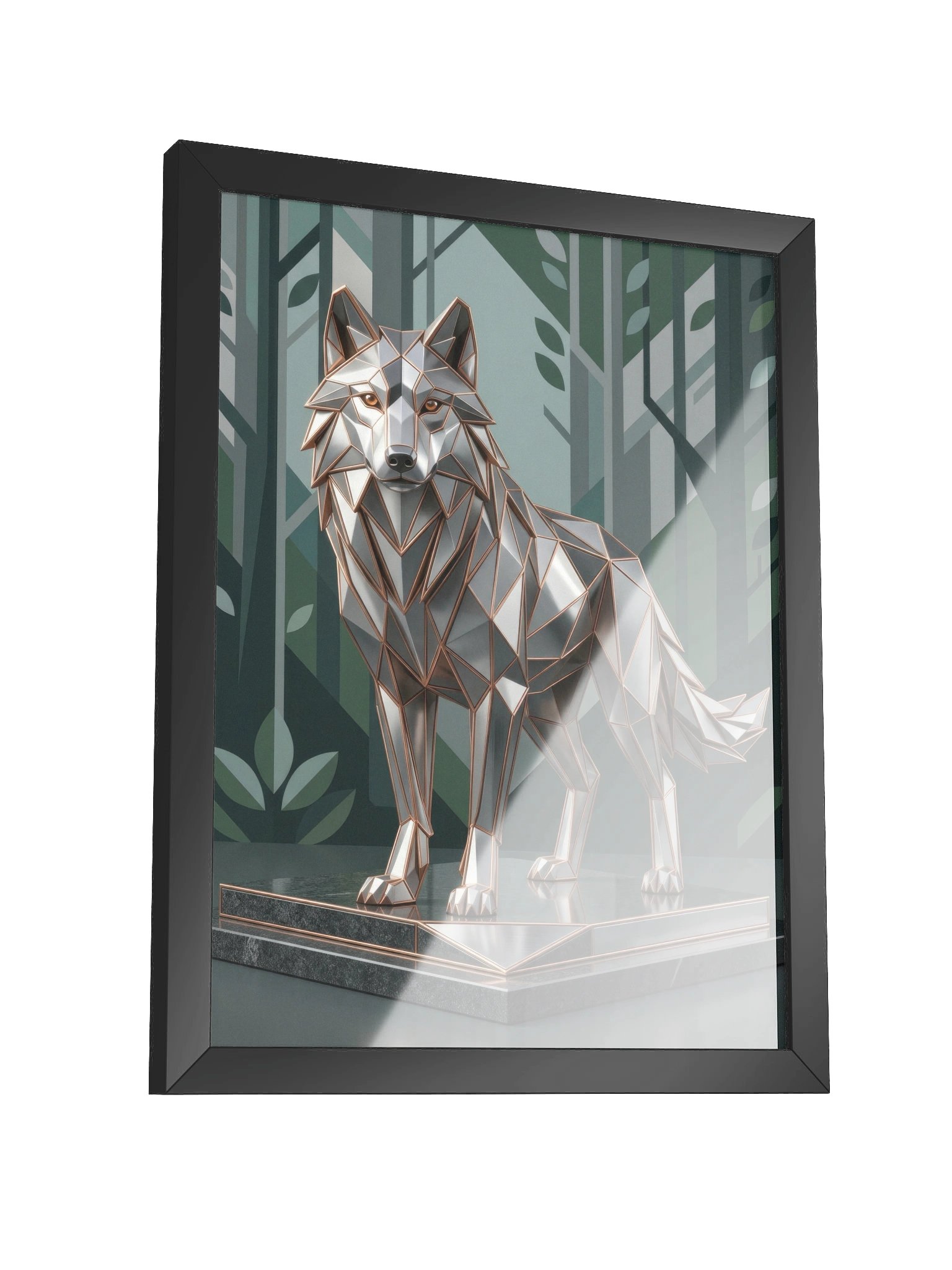 Geometric Metallic Wolf Framed Poster - Neo-Deco Wall Art product image (3)