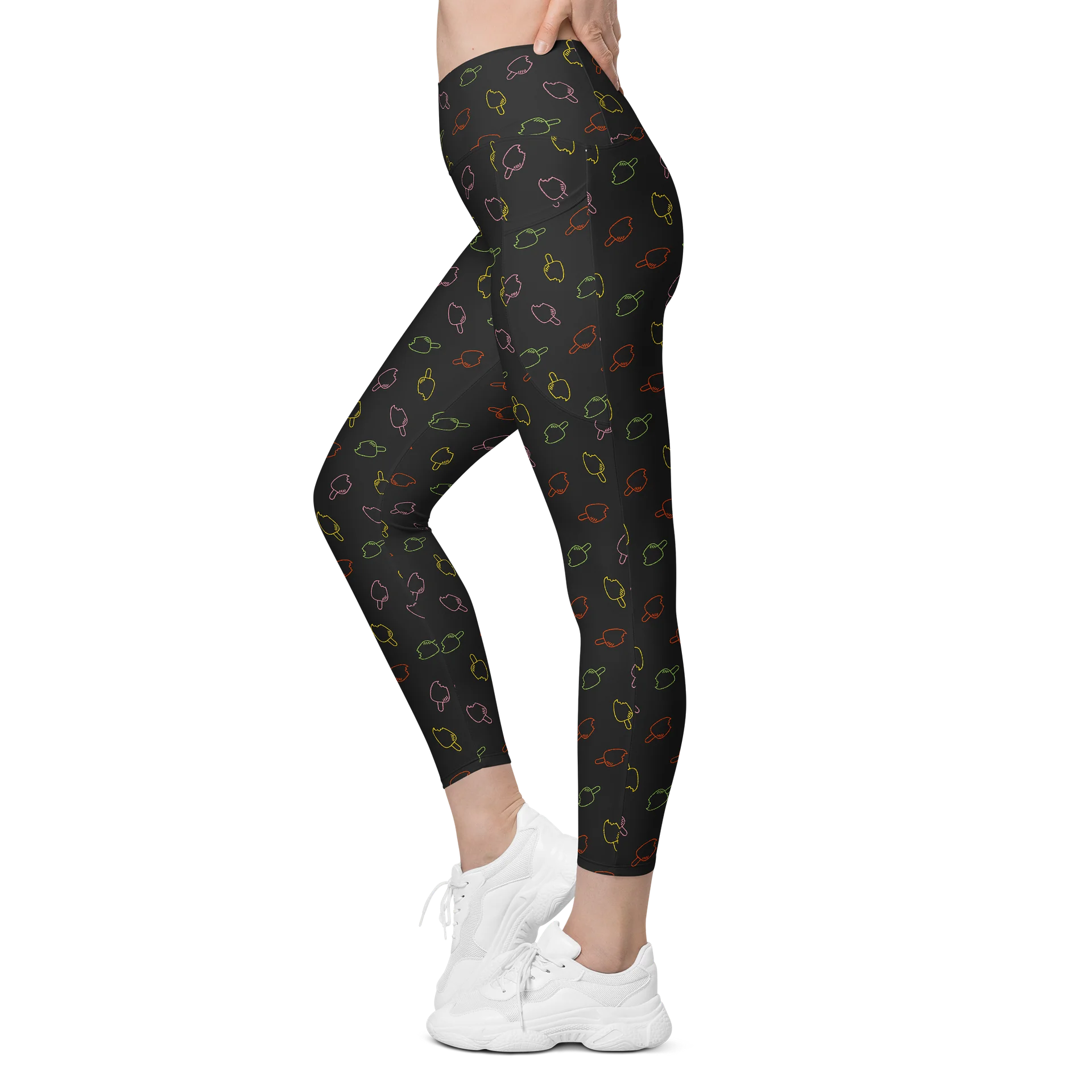 Colorful Bold Ice Cream Print Crossover Leggings product image (3)